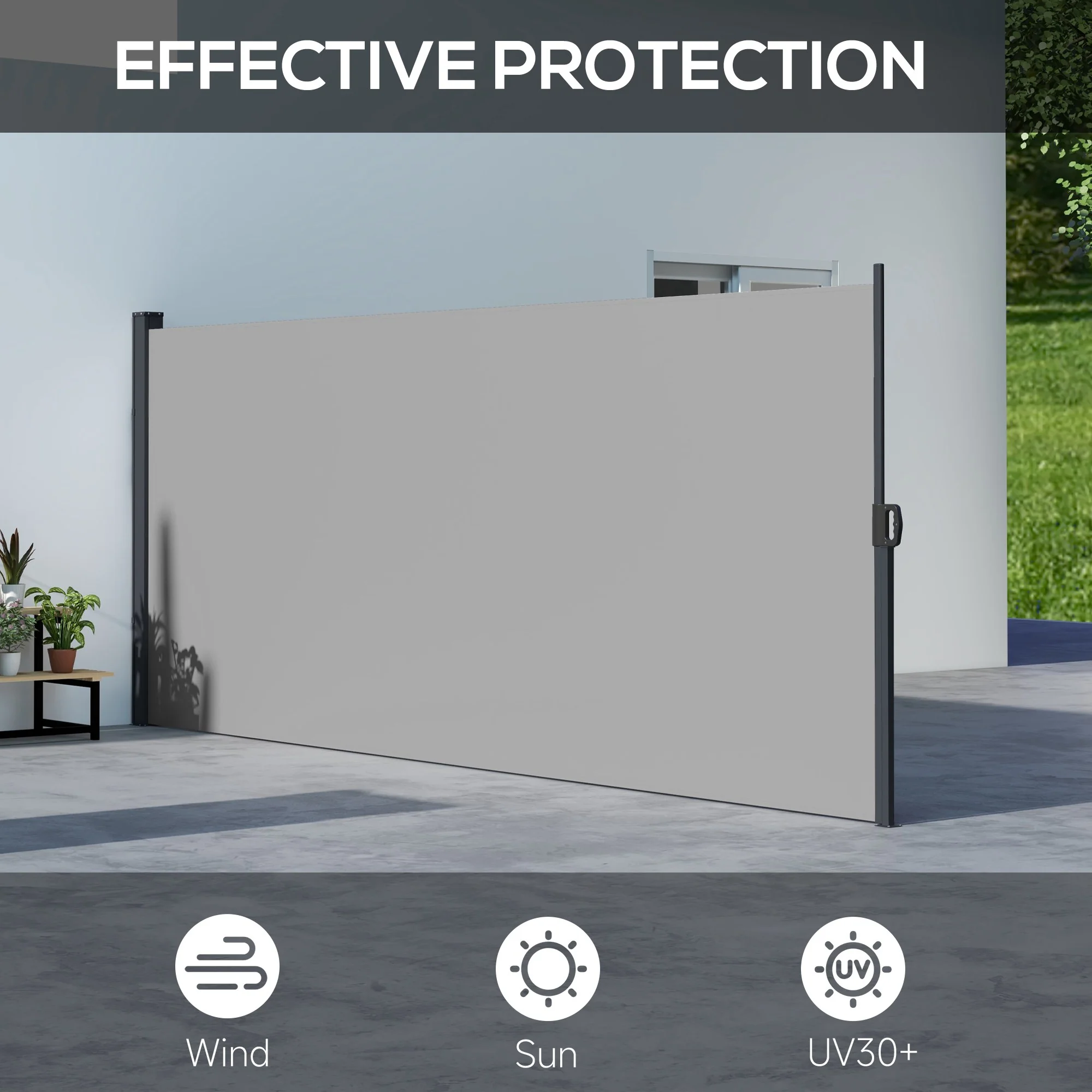 Outsunny Side Awning Retractable, Privacy Screen, 400x160cm - Image 30