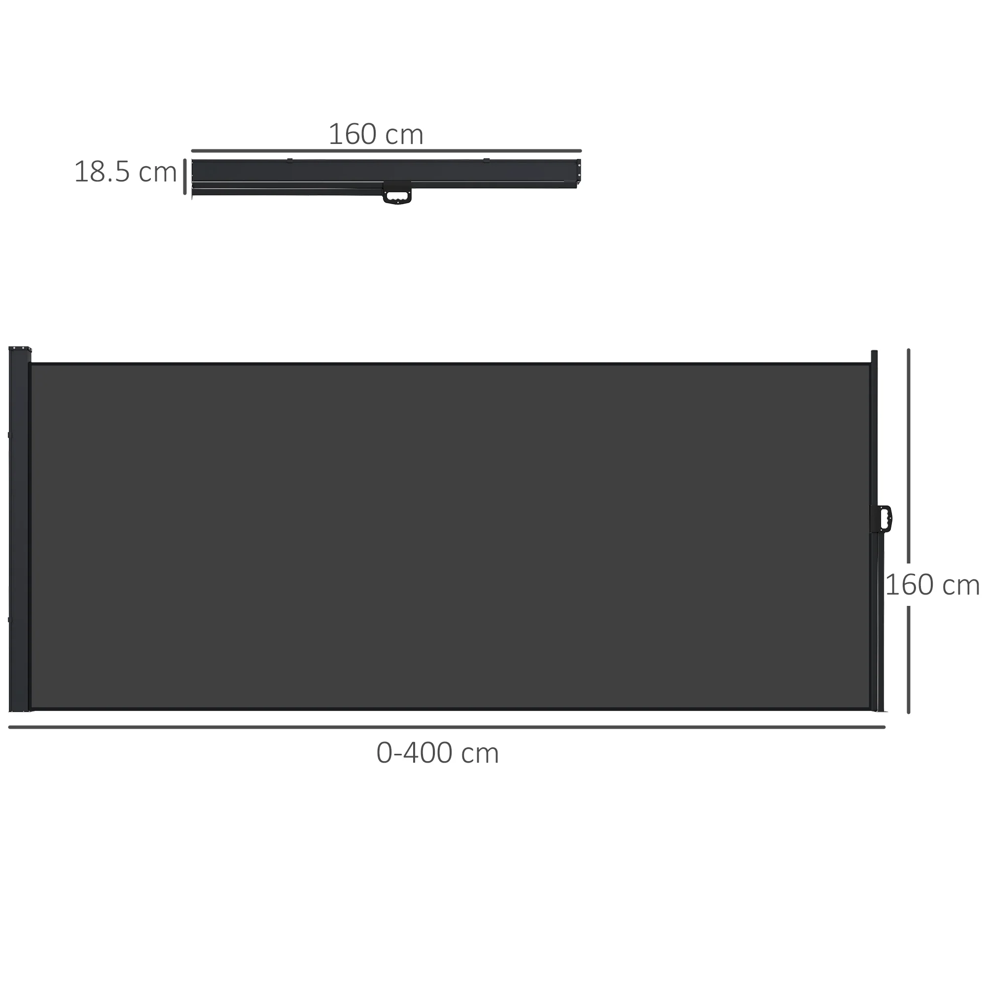 Outsunny Side Awning Retractable, Privacy Screen, 400x160cm - Image 5