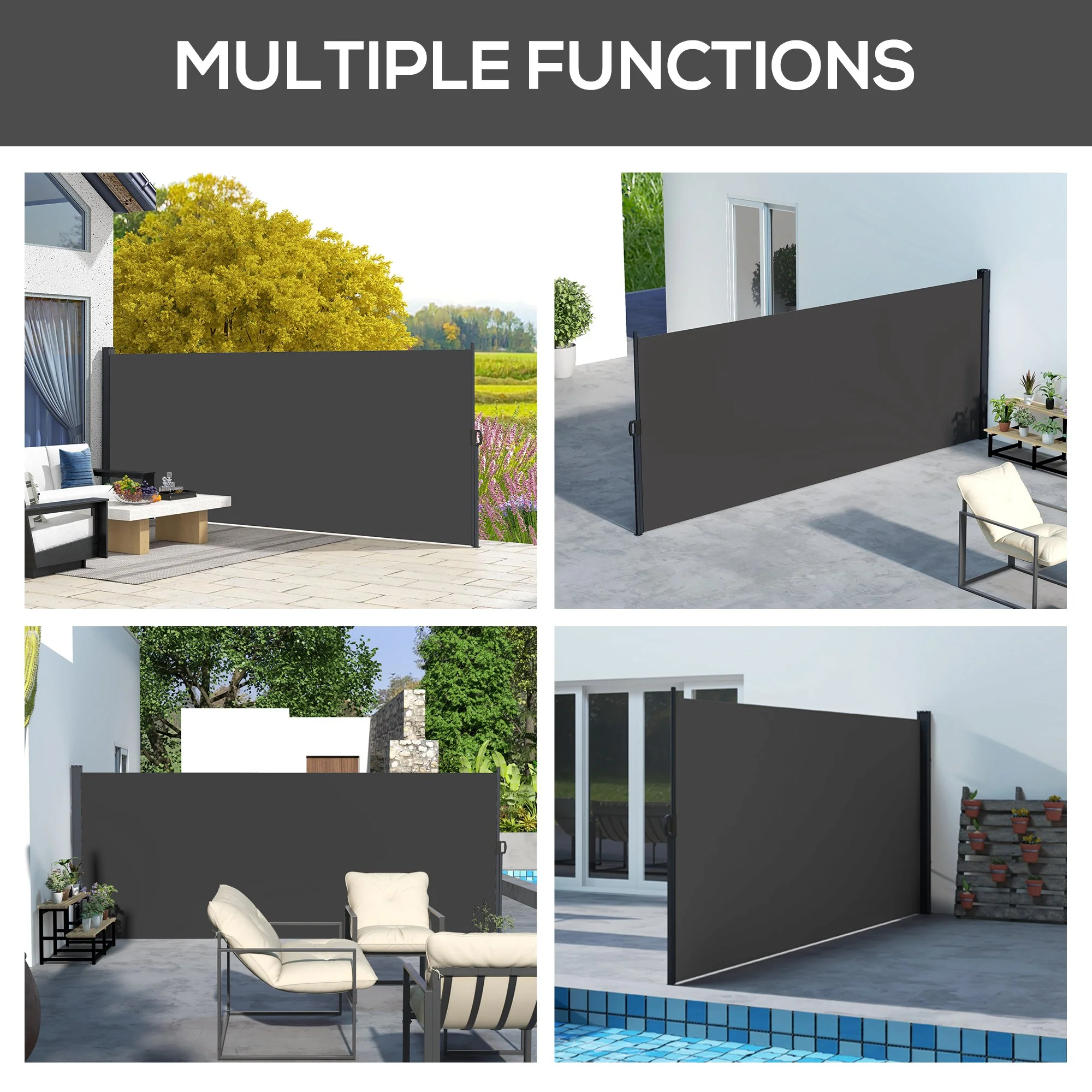 Outsunny Side Awning Retractable, Privacy Screen, 400x160cm - Image 7