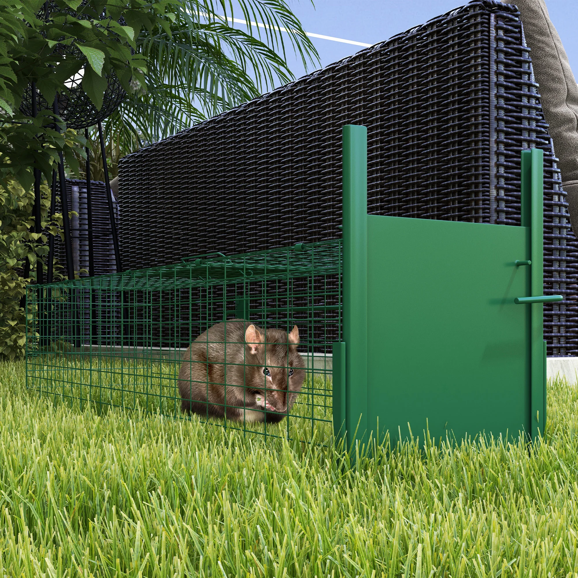 Outsunny Single Door Humane Rat Trap for Small Animals, Dark Green - Image 2