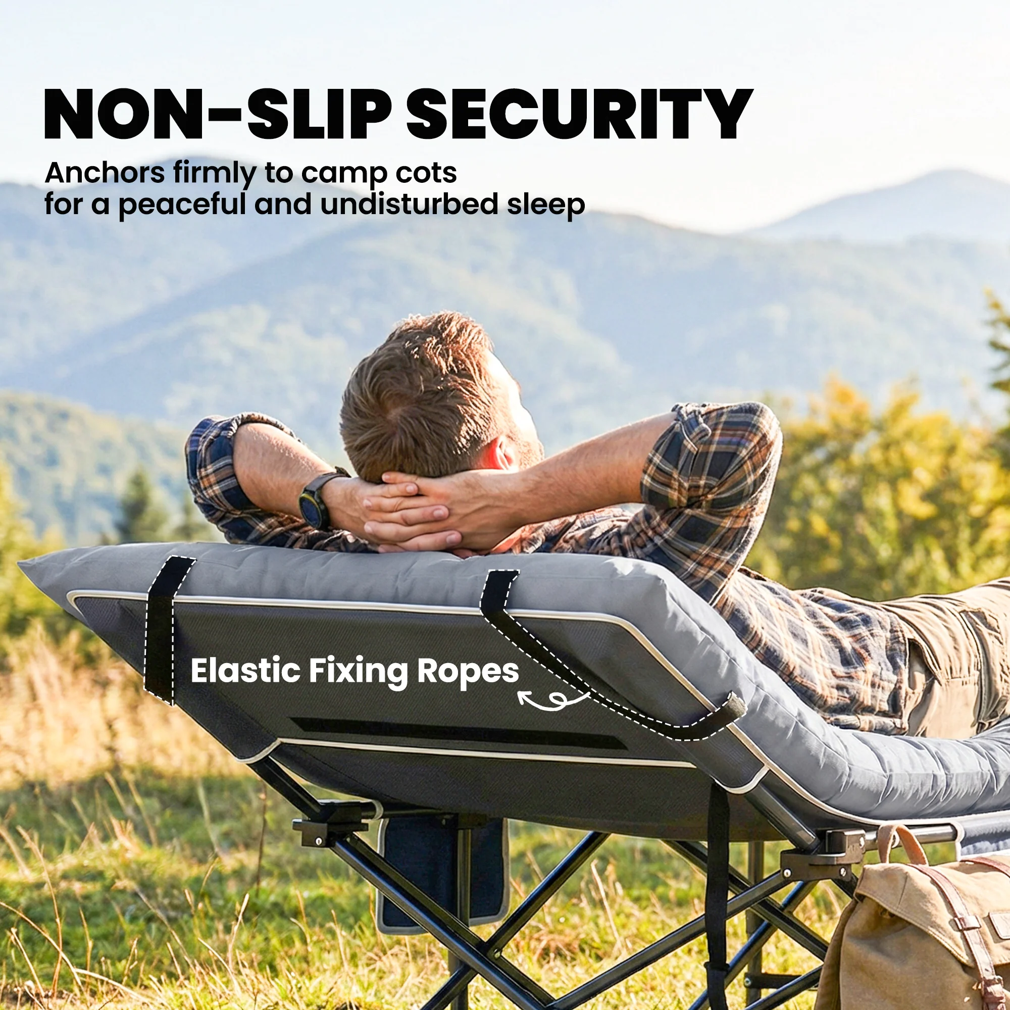 Outsunny Sleeping Mat, Foldable Camping Pad with Elastic Straps Light Grey - Image 4