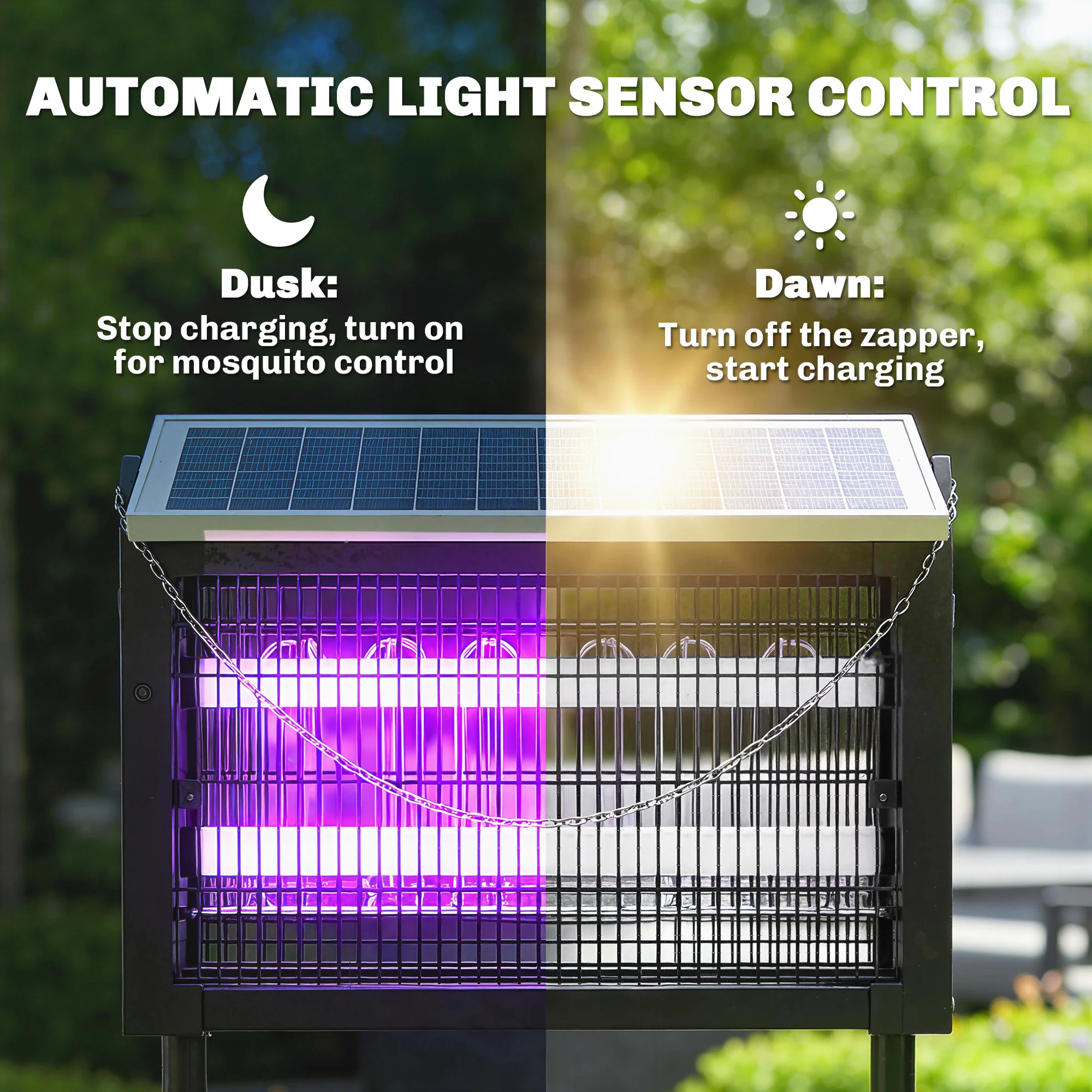 Outsunny Solar Bug Zapper Outdoor, Mosquito Fly Zapper W/ 4.3 M Cord, Black - Image 4