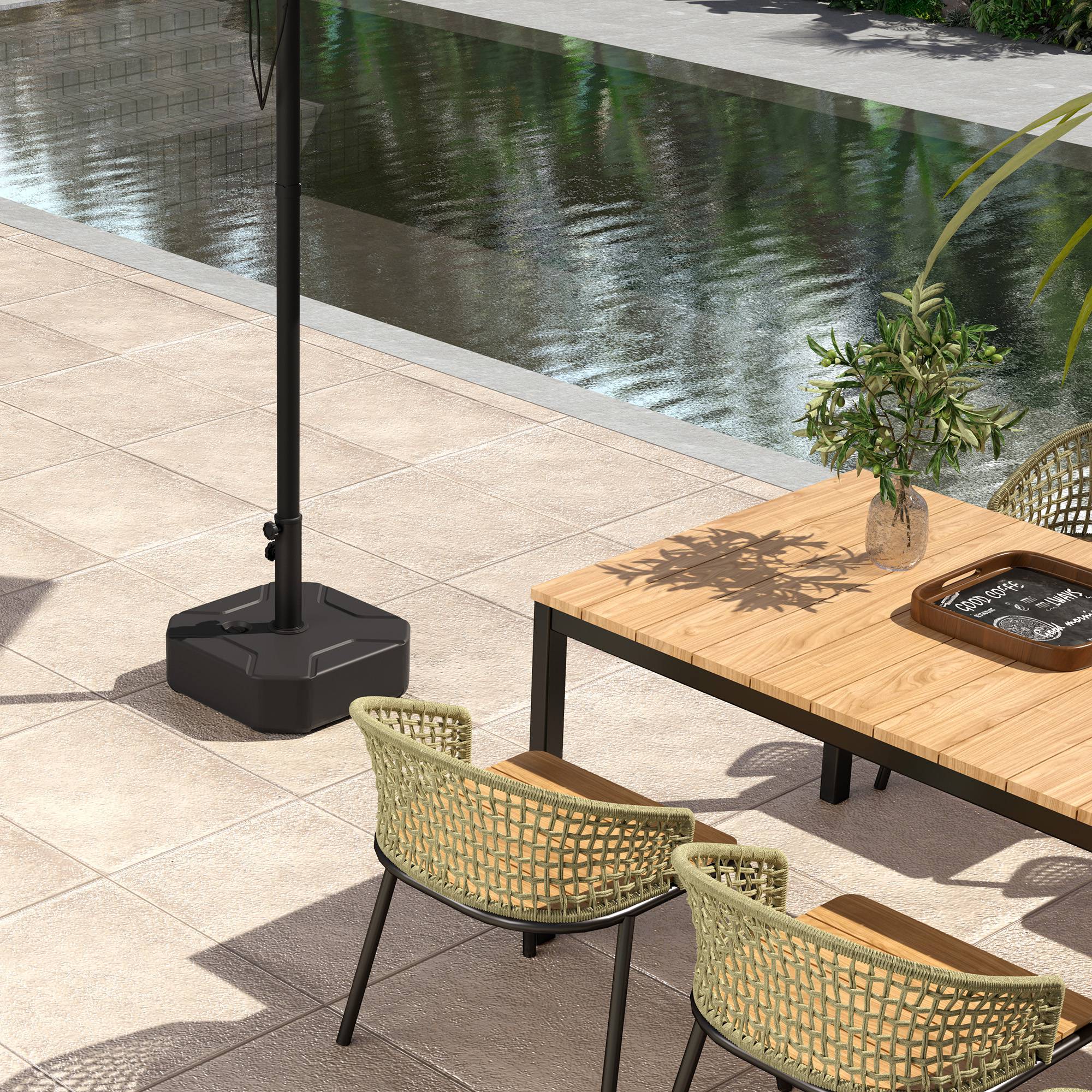 Outsunny Square Garden Parasol Base, Sand/Water Filled Parasol Stand, Black - Image 9
