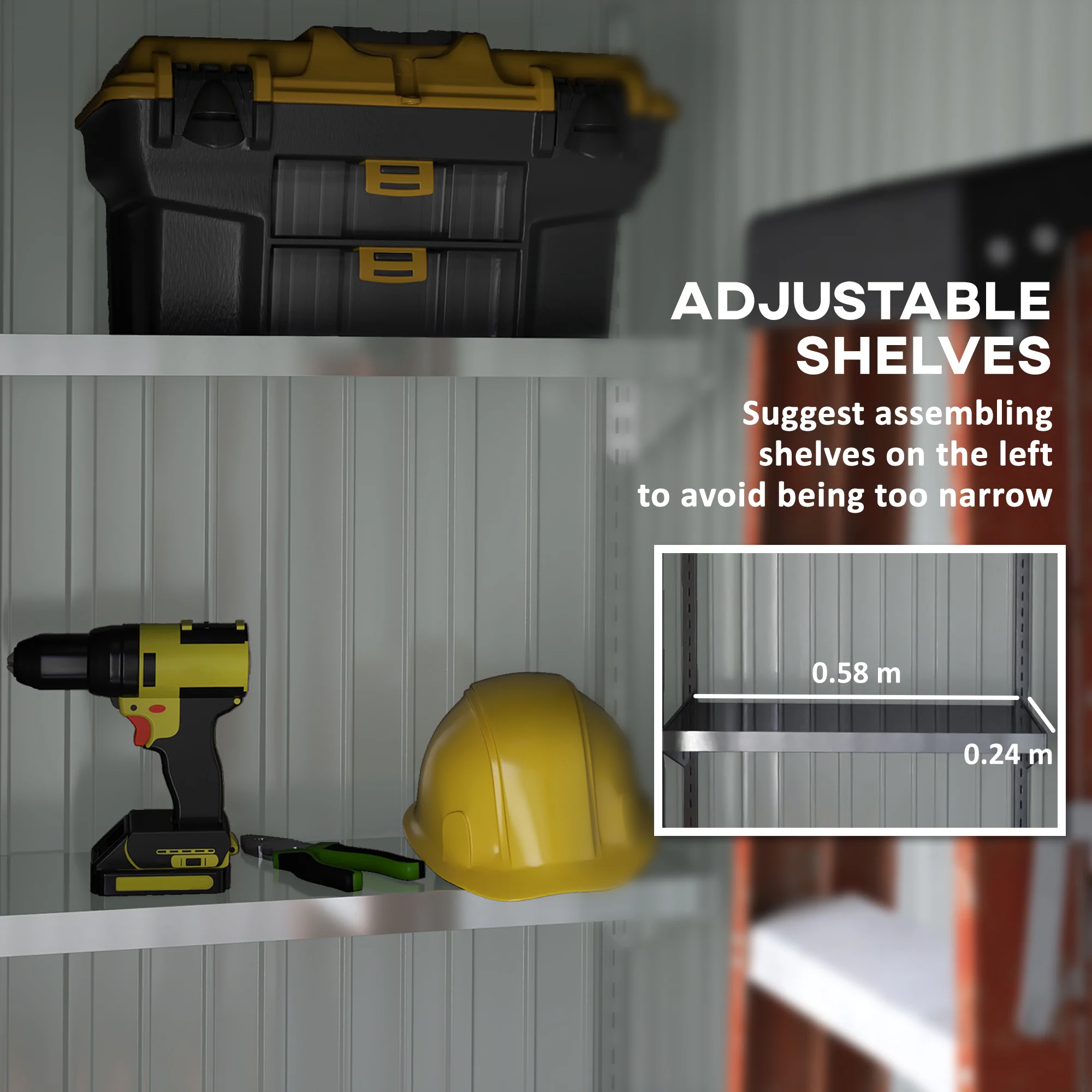 Outsunny Steel Garden Shed, Small Lean-to Shed For Bike, 5x3 Ft Brown - Image 4