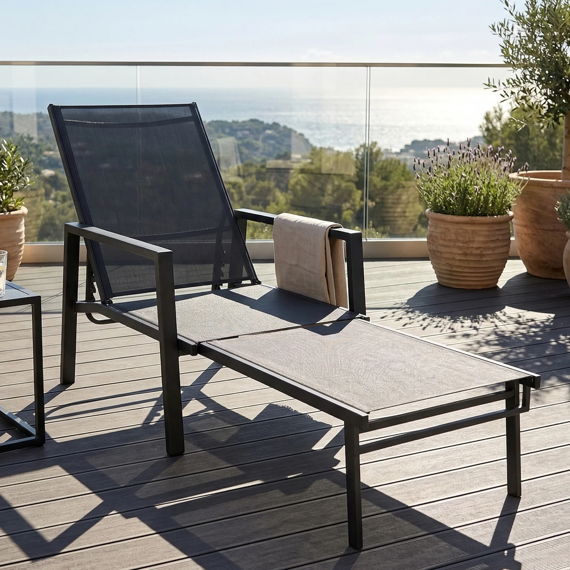 Outsunny Sun Lounger W/ Retractable Footrest, 5-Position Adjustable - Image 9