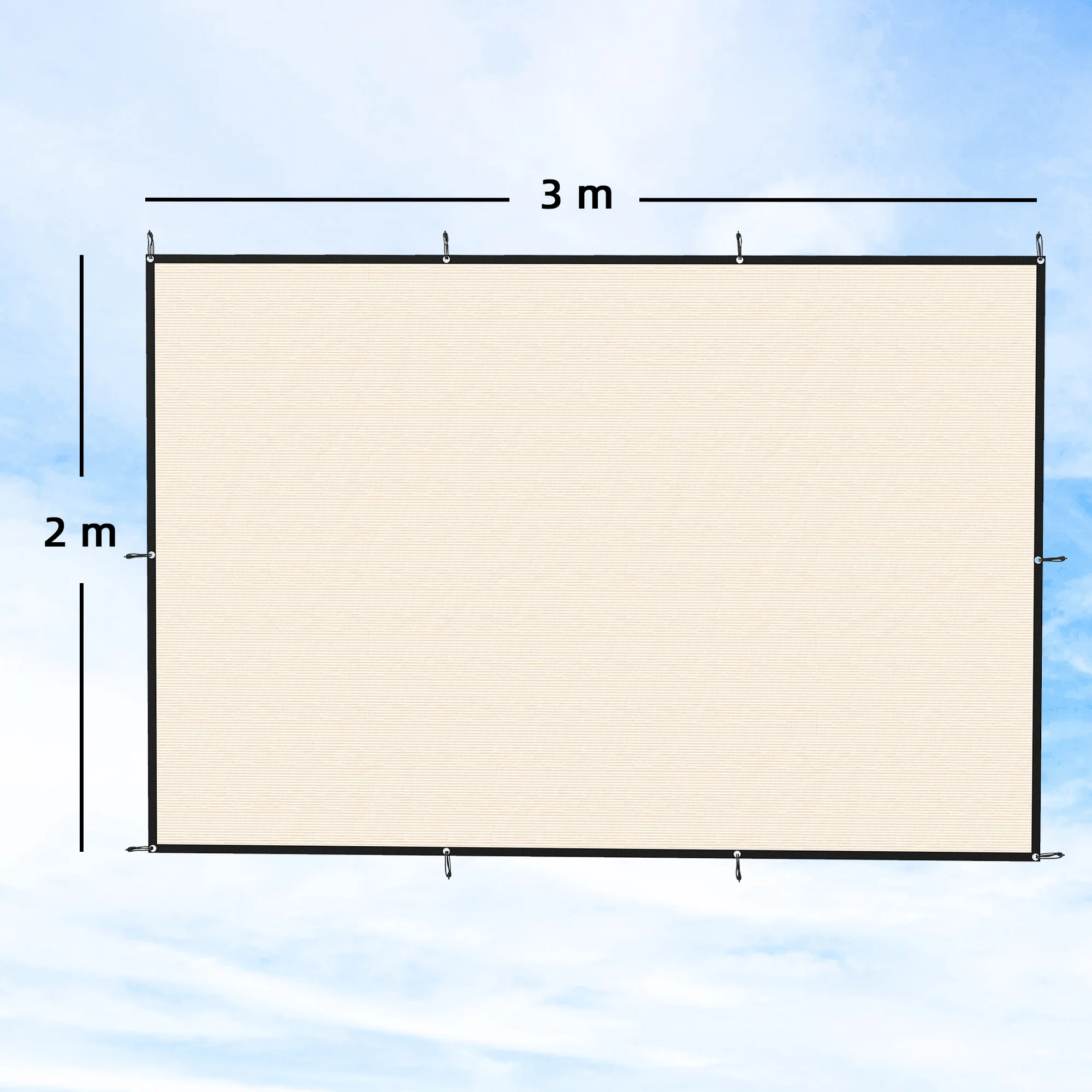 Outsunny Sun Shade Sail With UV Protection Beige - Image 5