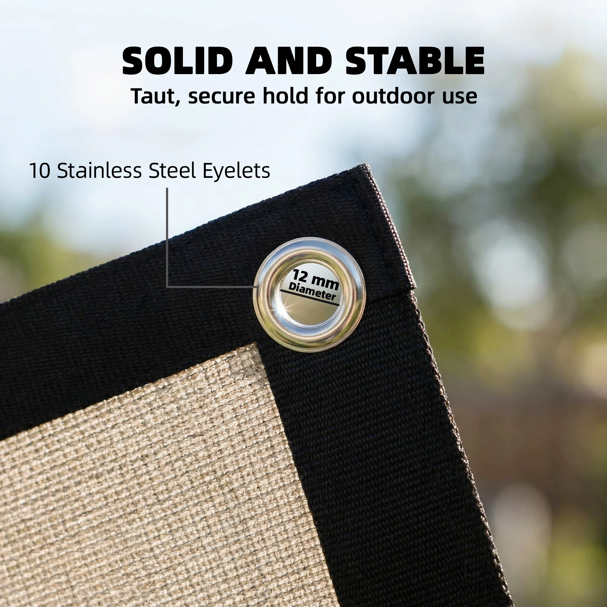 Outsunny Sun Shade Sail With UV Protection Beige - Image 6
