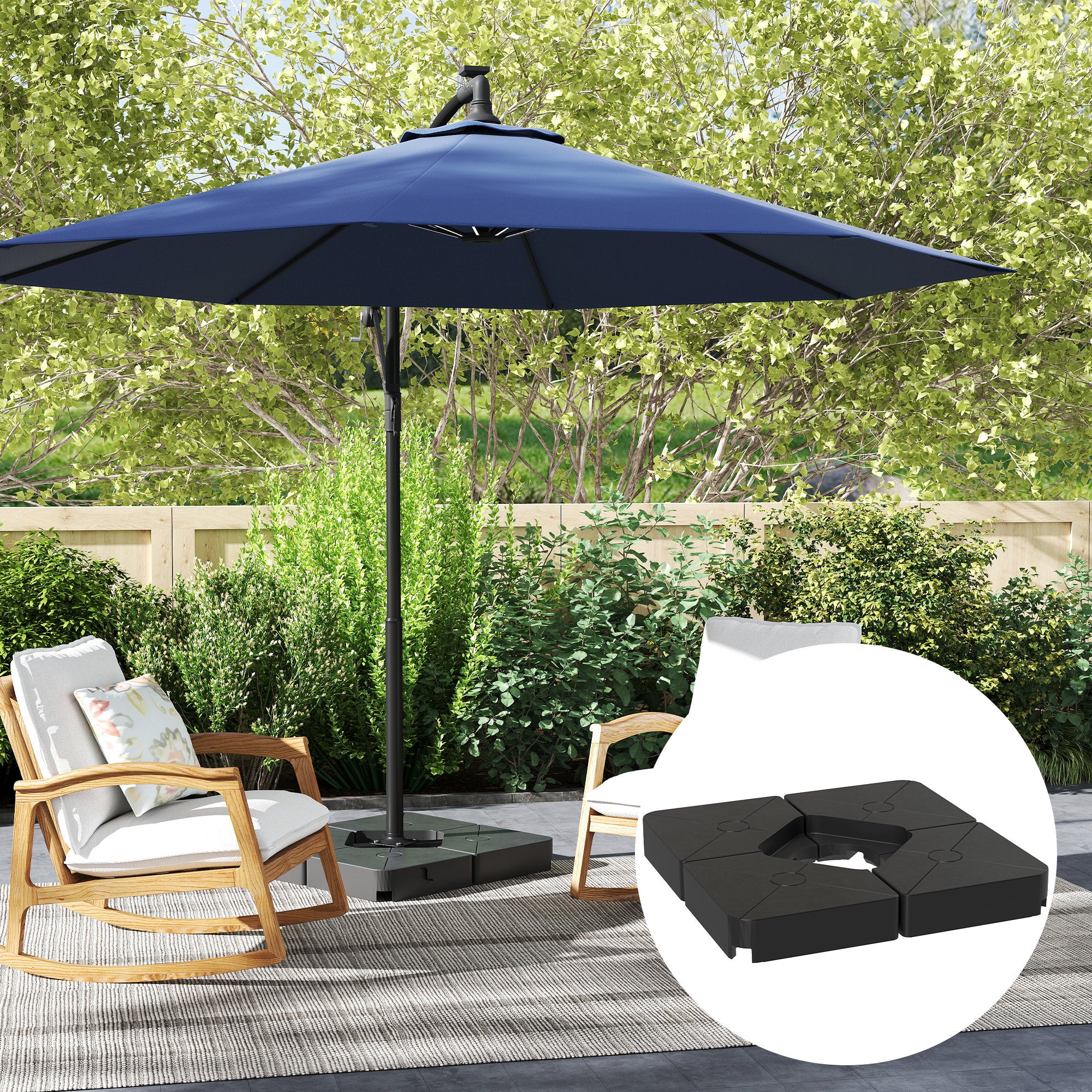 Outsunny Umbrella Weights for Offset Parasols, 64kg Sand/55kg Water Filled - Image 2
