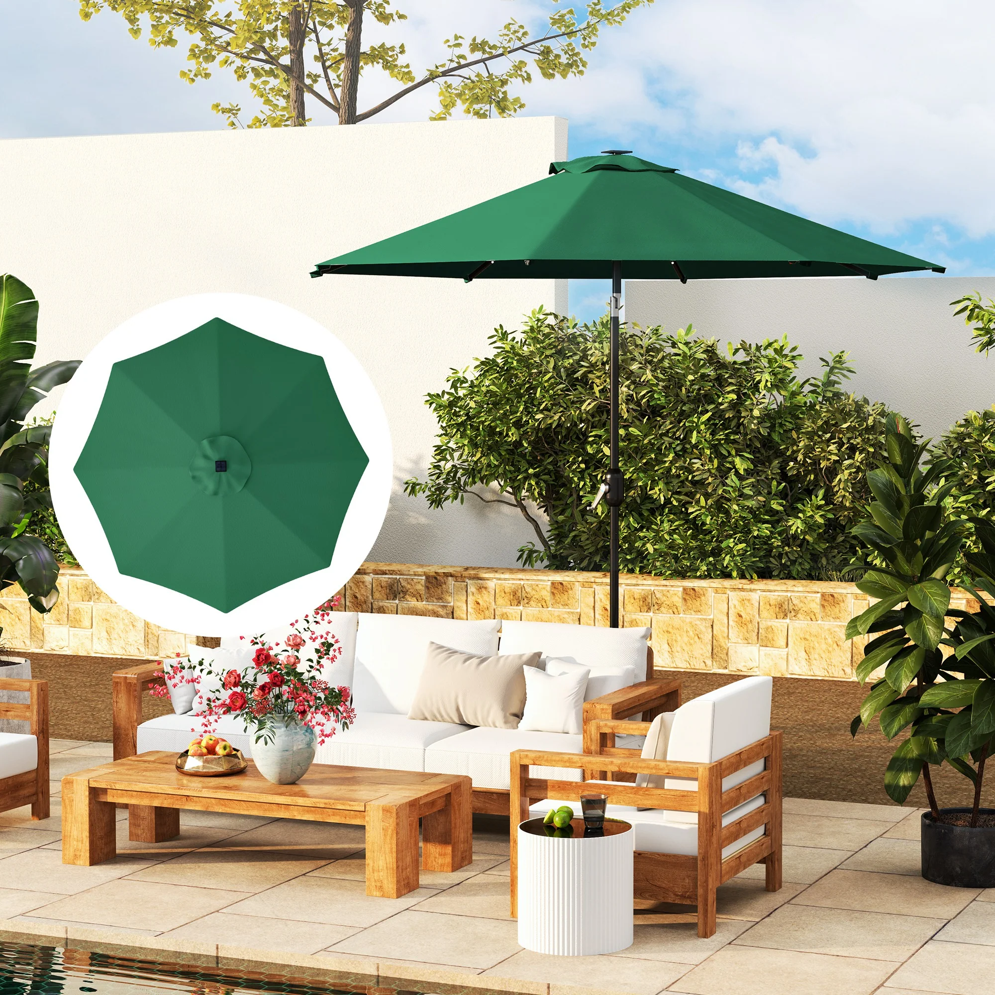 Outsunny UPF 50+ Replacement Parasol Canopy Parasol Cover Replacement - Image 11