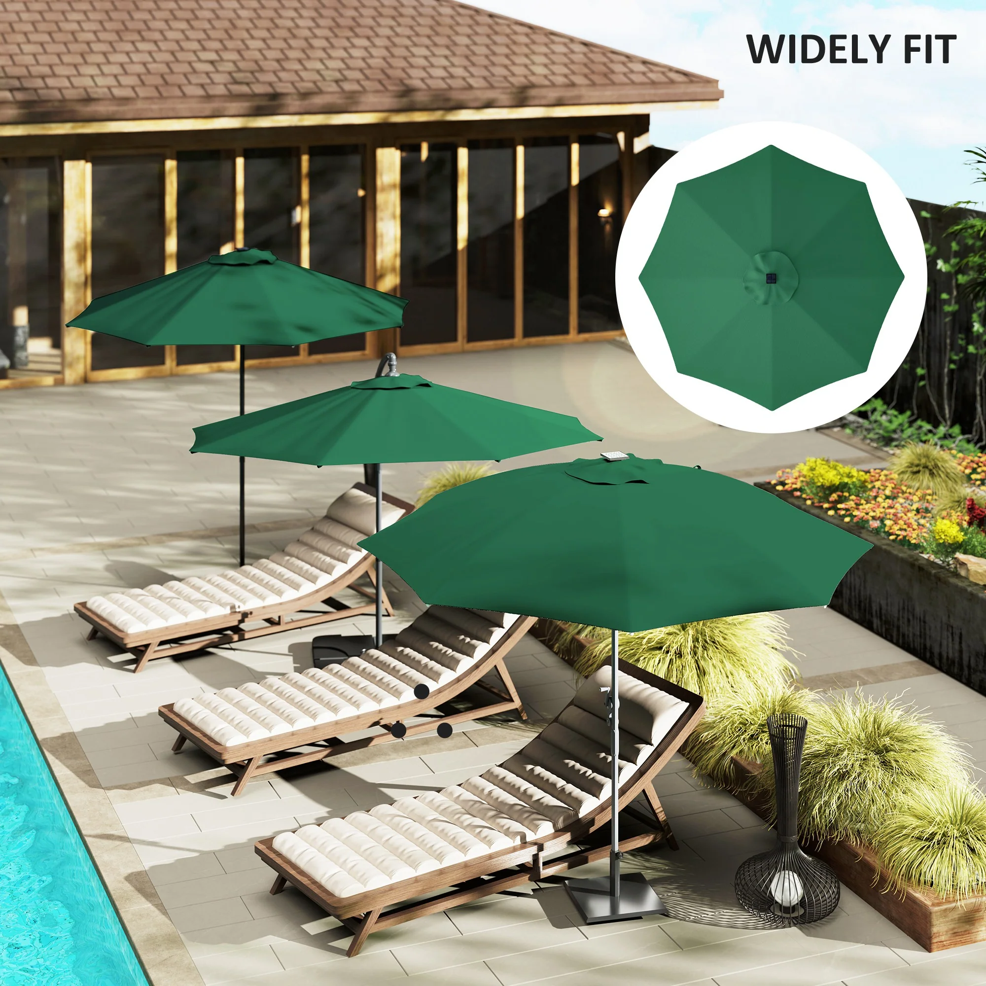 Outsunny UPF 50+ Replacement Parasol Canopy Parasol Cover Replacement - Image 12