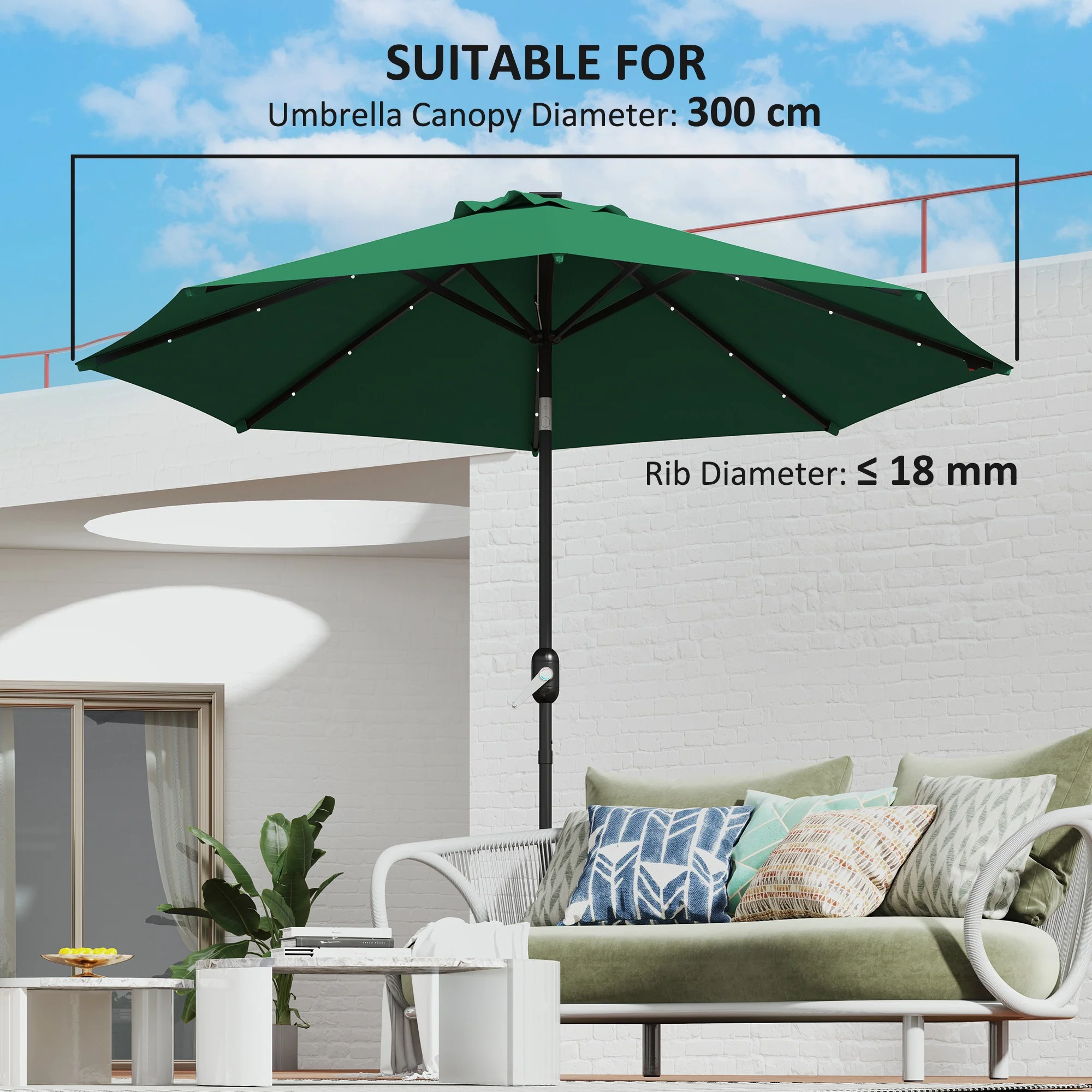 Outsunny UPF 50+ Replacement Parasol Canopy Parasol Cover Replacement - Image 13