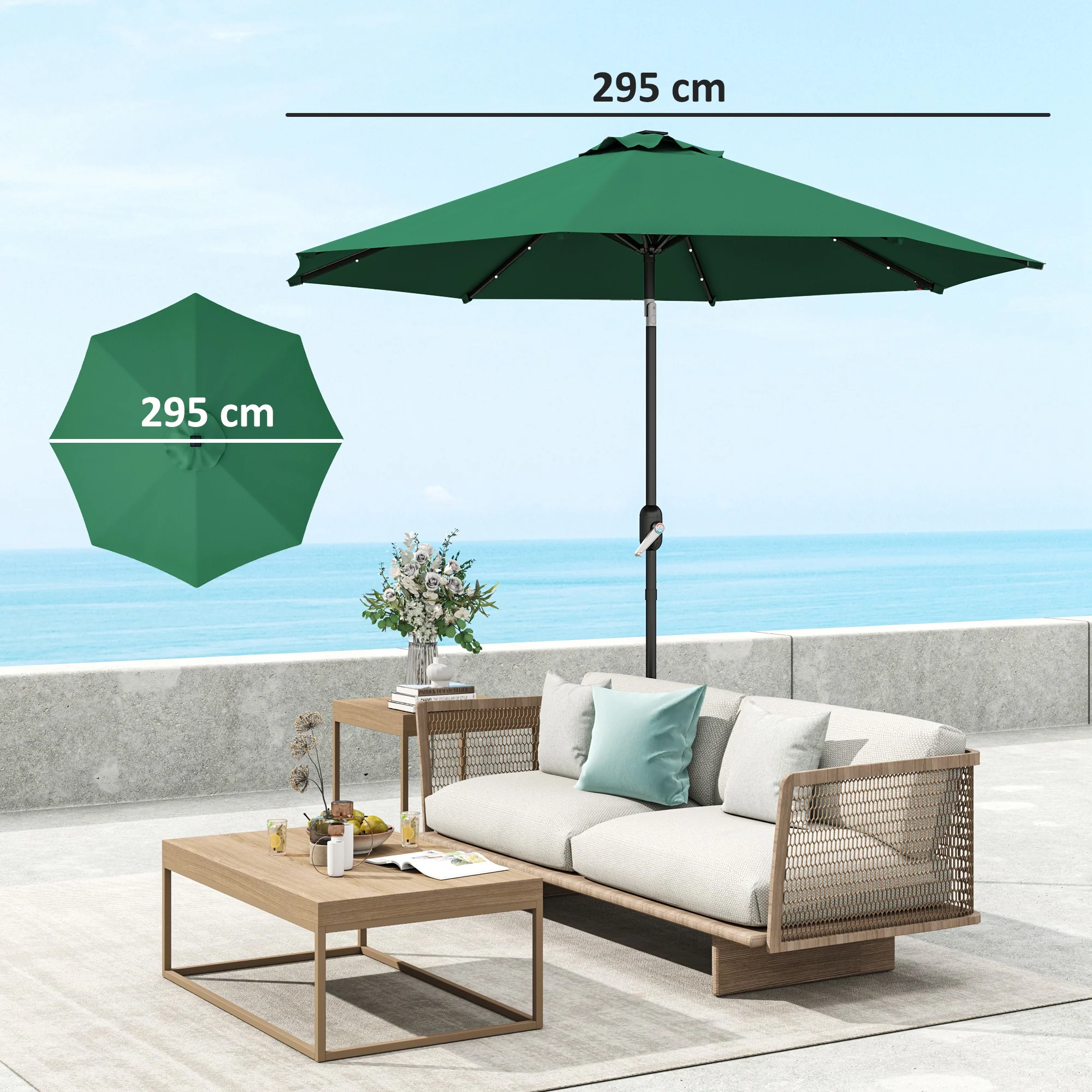 Outsunny UPF 50+ Replacement Parasol Canopy Parasol Cover Replacement - Image 14