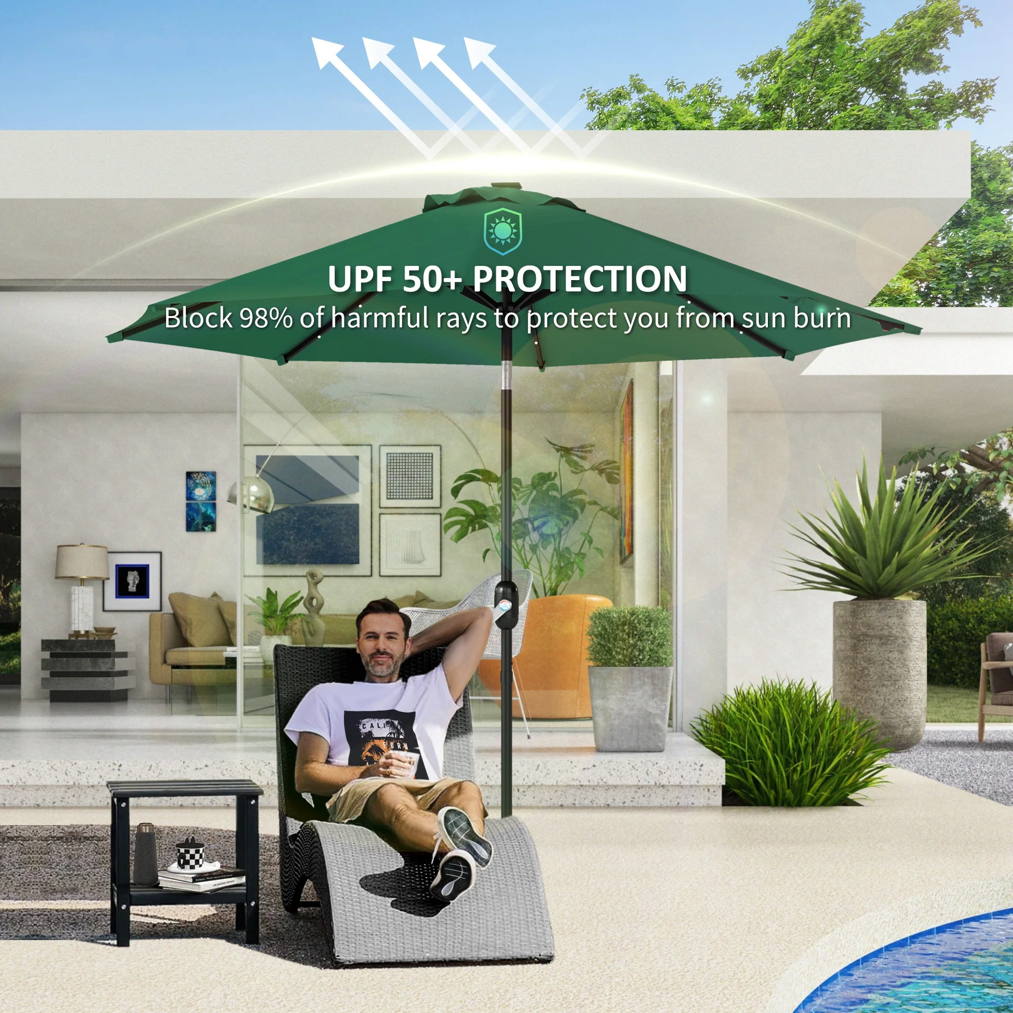 Outsunny UPF 50+ Replacement Parasol Canopy Parasol Cover Replacement - Image 15