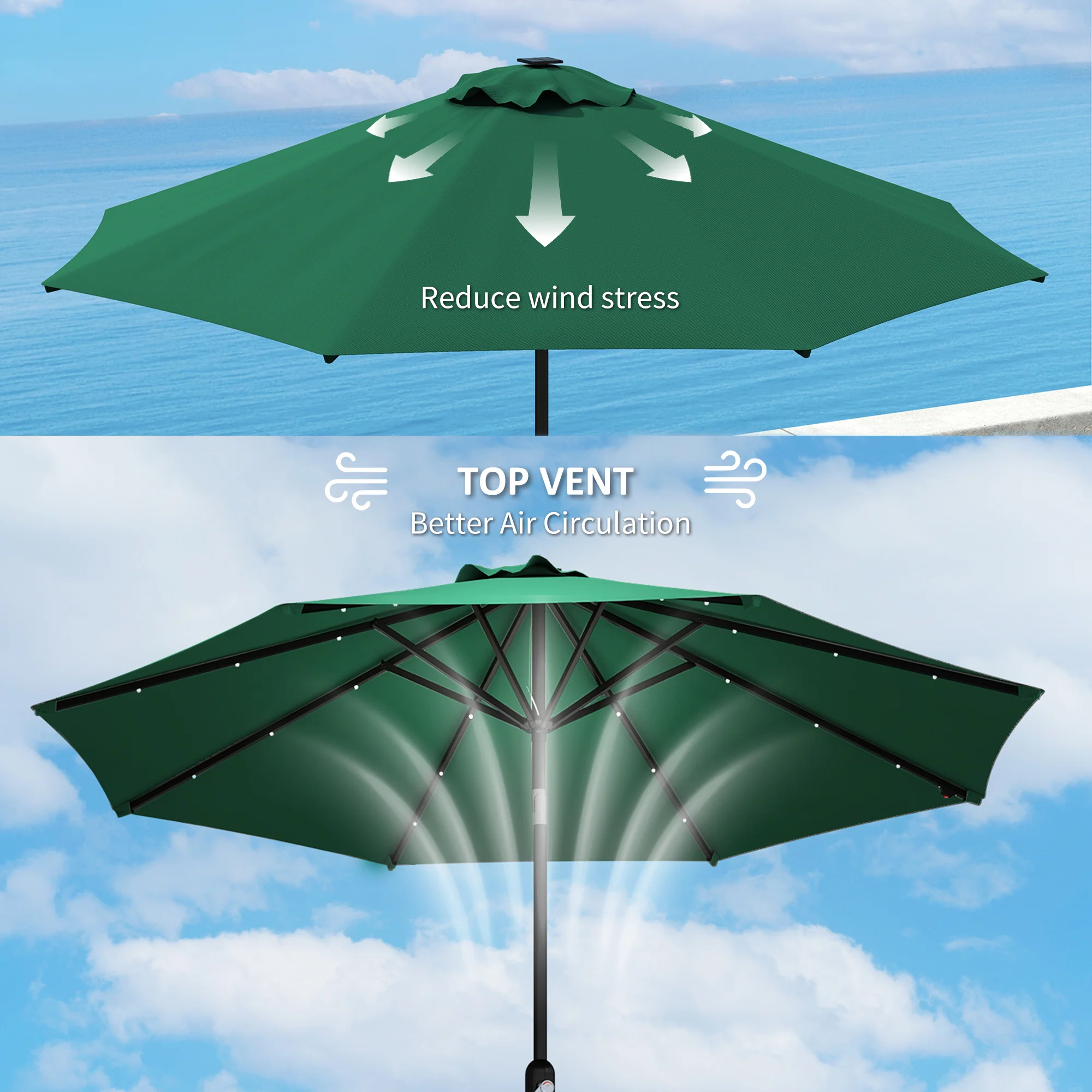 Outsunny UPF 50+ Replacement Parasol Canopy Parasol Cover Replacement - Image 16