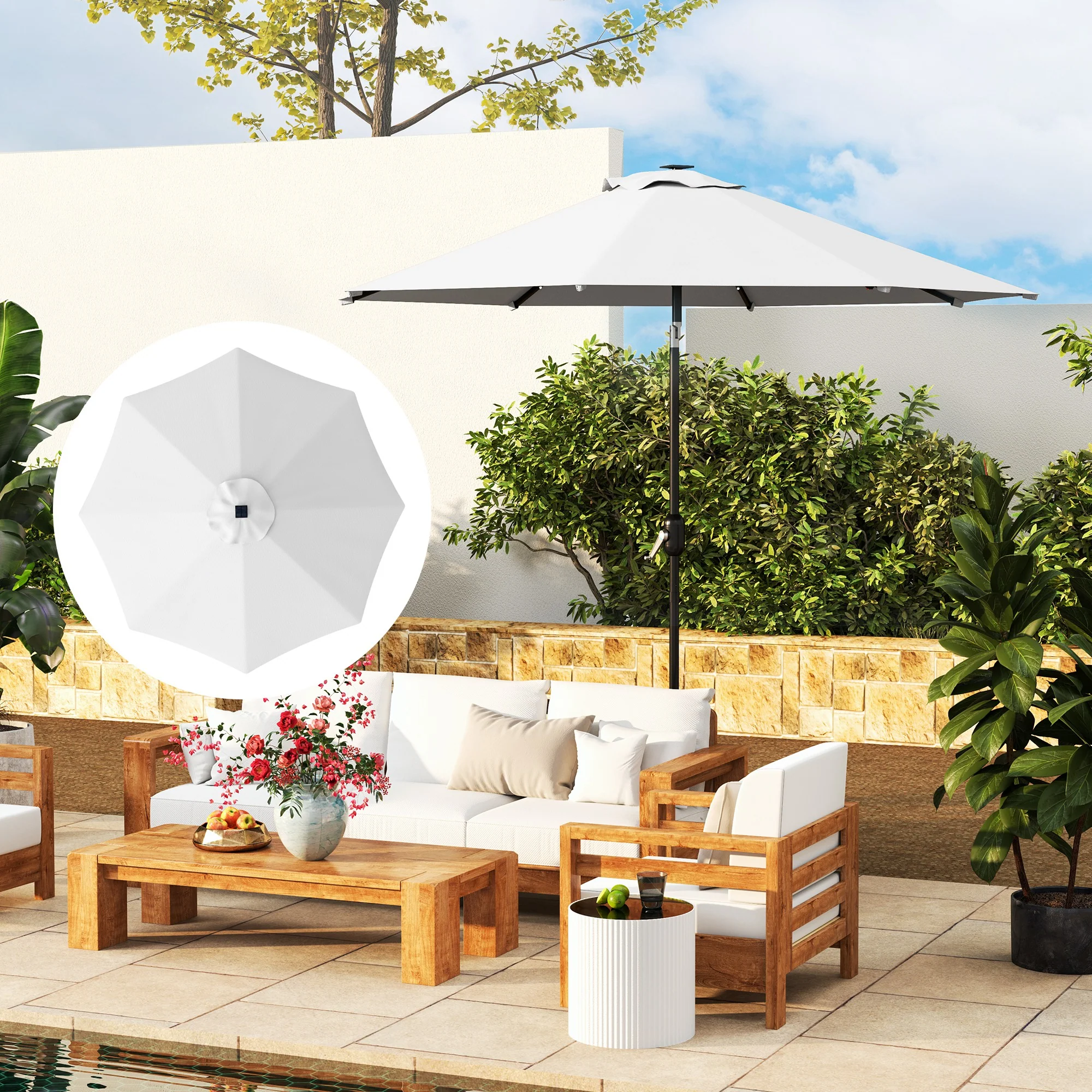 Outsunny UPF 50+ Replacement Parasol Canopy Parasol Cover Replacement - Image 2