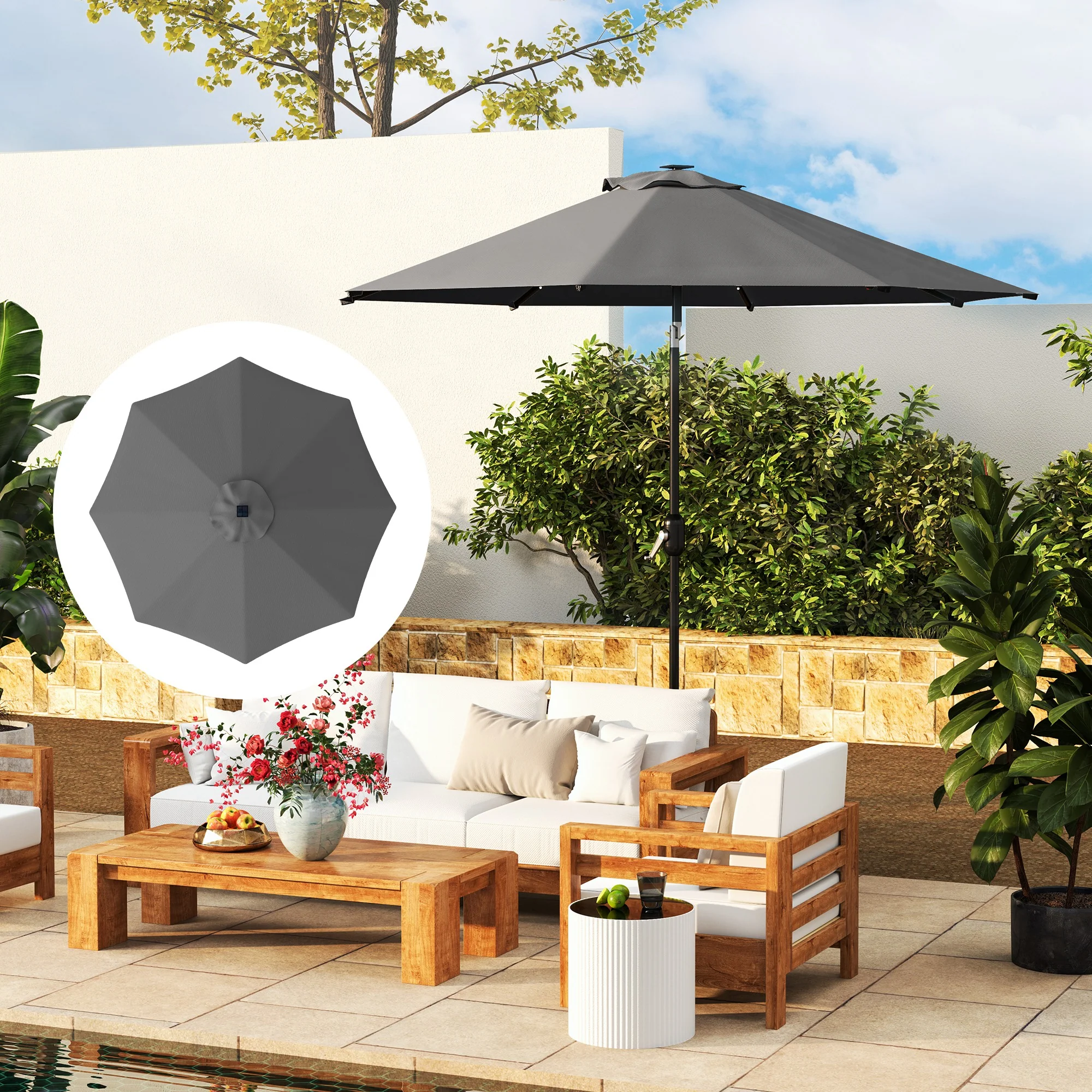 Outsunny UPF 50+ Replacement Parasol Canopy Parasol Cover Replacement - Image 20