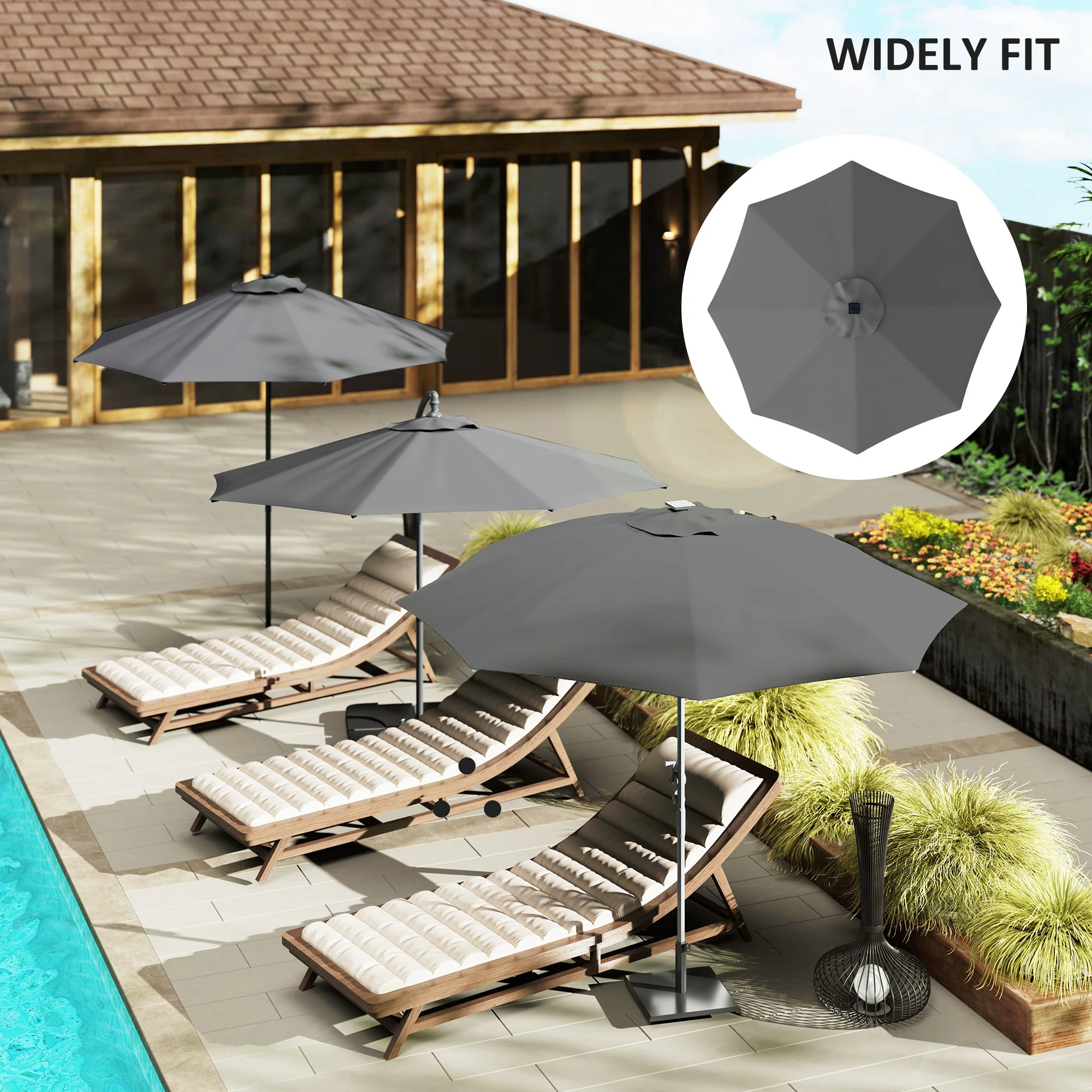 Outsunny UPF 50+ Replacement Parasol Canopy Parasol Cover Replacement - Image 21