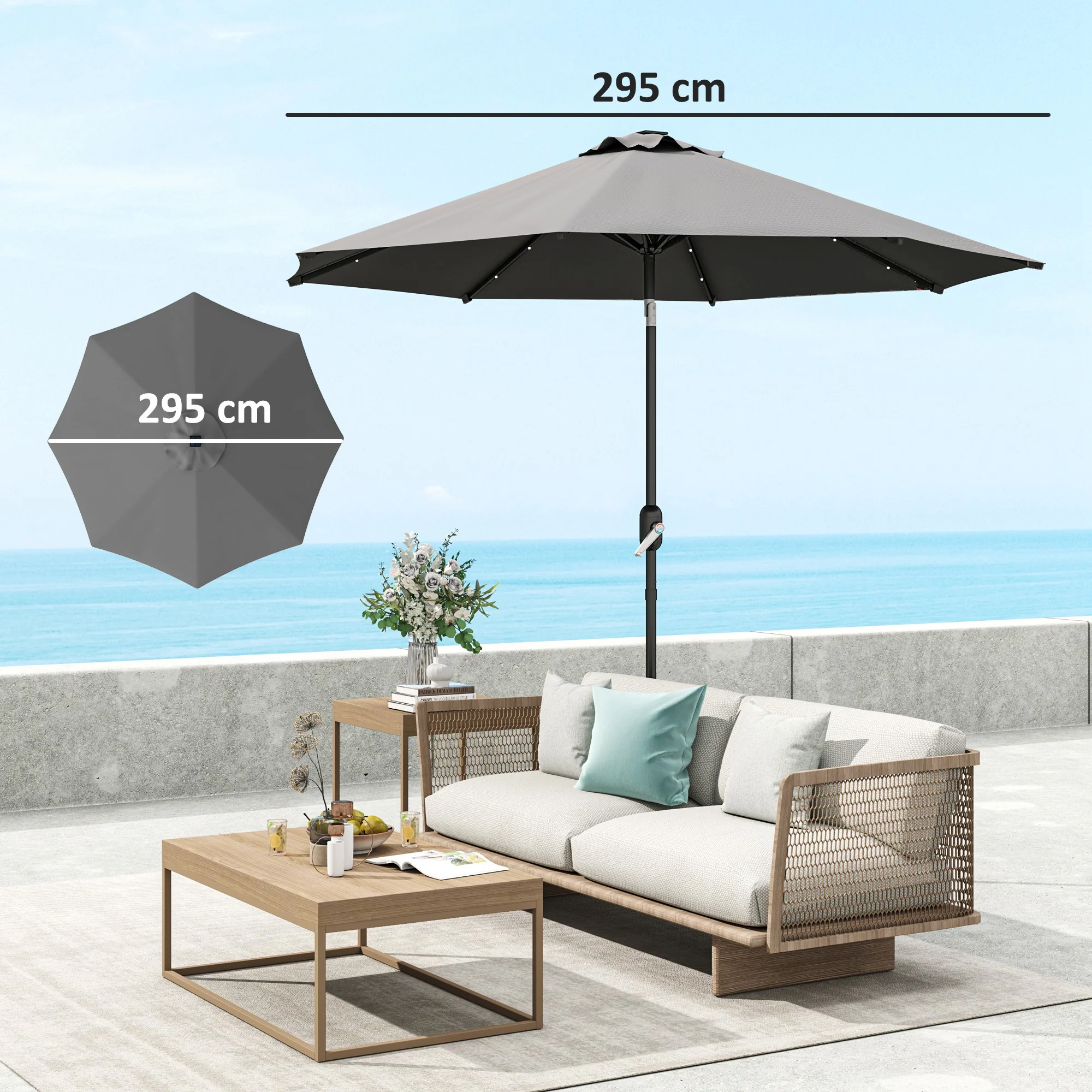 Outsunny UPF 50+ Replacement Parasol Canopy Parasol Cover Replacement - Image 23