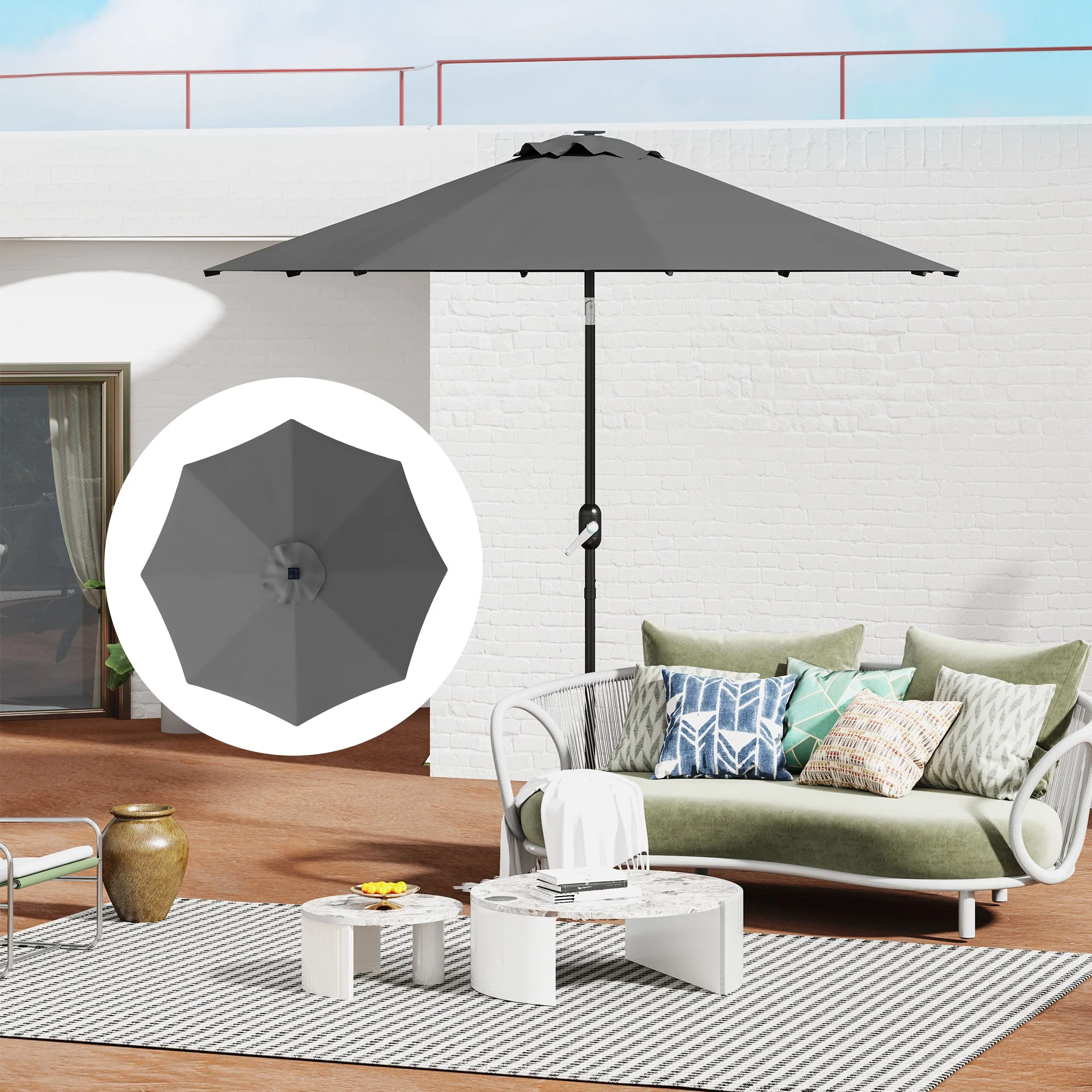 Outsunny UPF 50+ Replacement Parasol Canopy Parasol Cover Replacement - Image 26