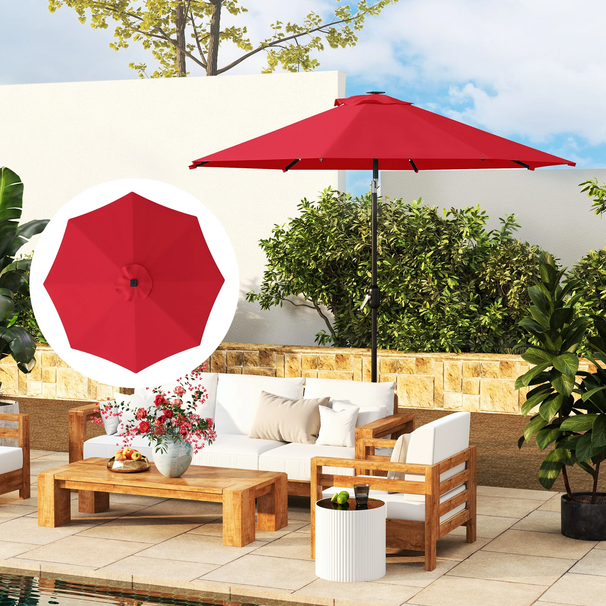 Outsunny UPF 50+ Replacement Parasol Canopy Parasol Cover Replacement - Image 29