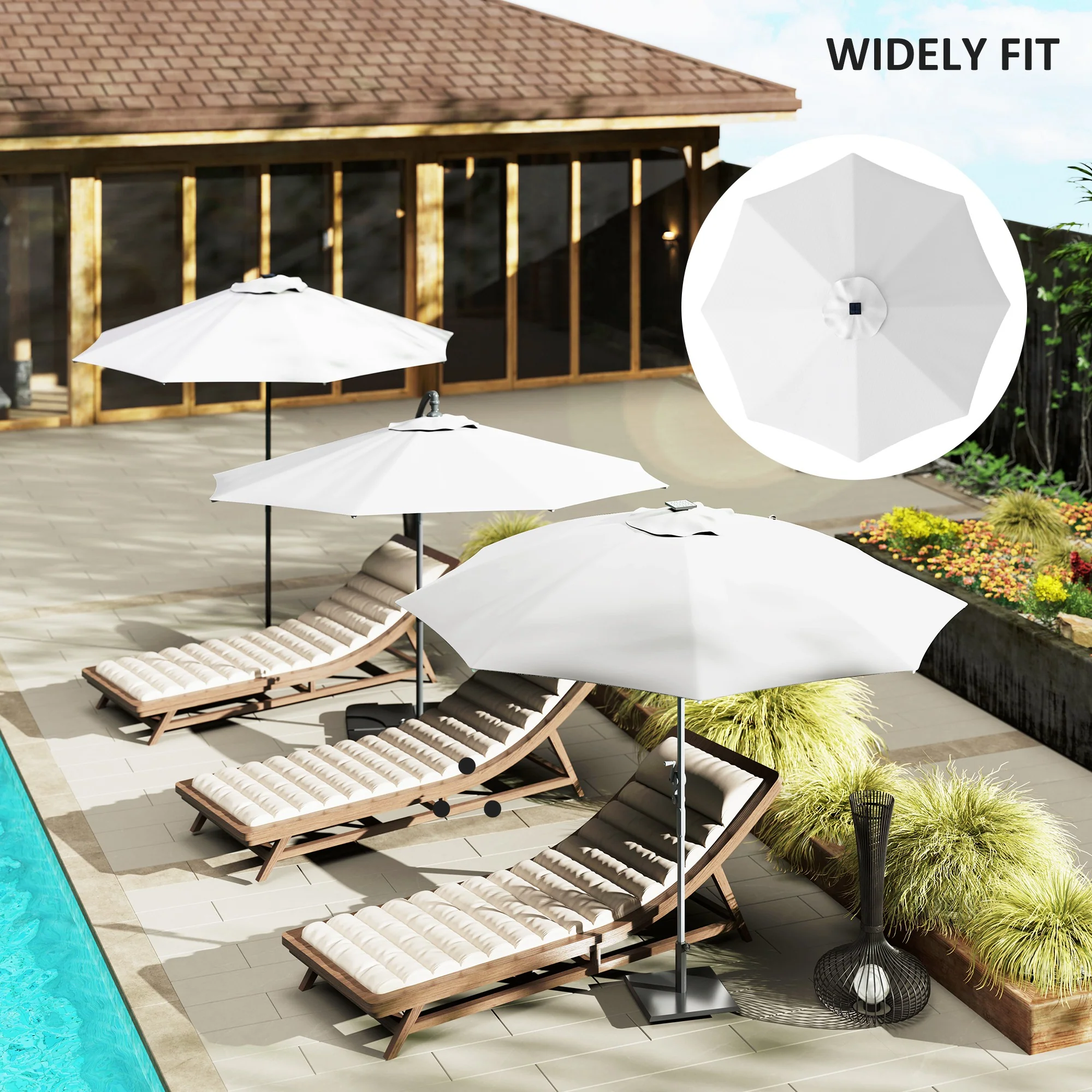 Outsunny UPF 50+ Replacement Parasol Canopy Parasol Cover Replacement - Image 3