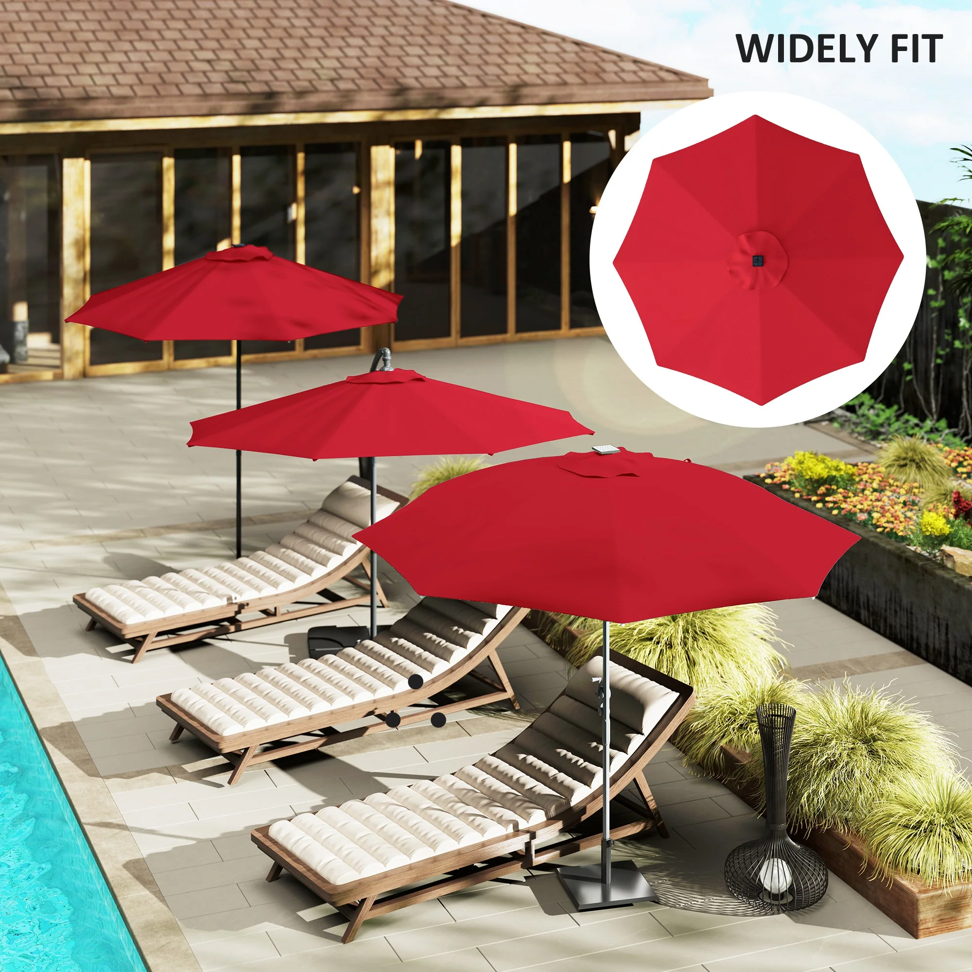 Outsunny UPF 50+ Replacement Parasol Canopy Parasol Cover Replacement - Image 30