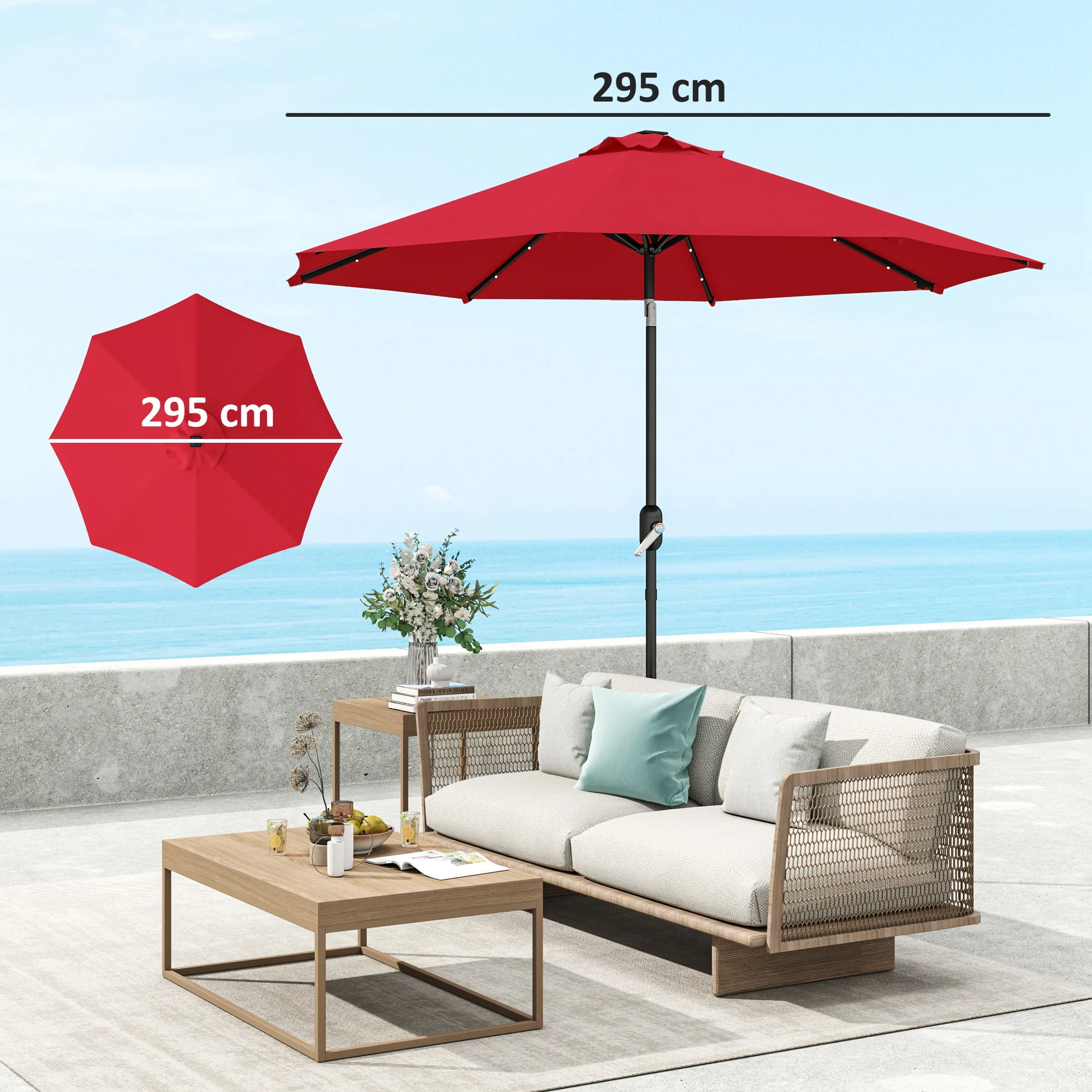 Outsunny UPF 50+ Replacement Parasol Canopy Parasol Cover Replacement - Image 32