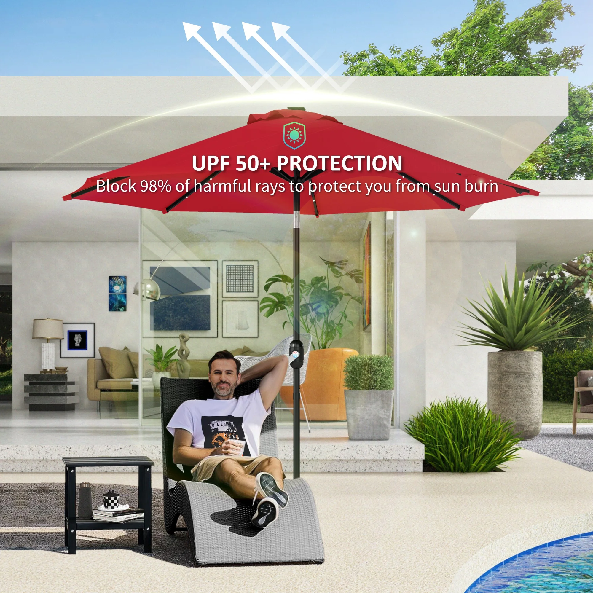 Outsunny UPF 50+ Replacement Parasol Canopy Parasol Cover Replacement - Image 33