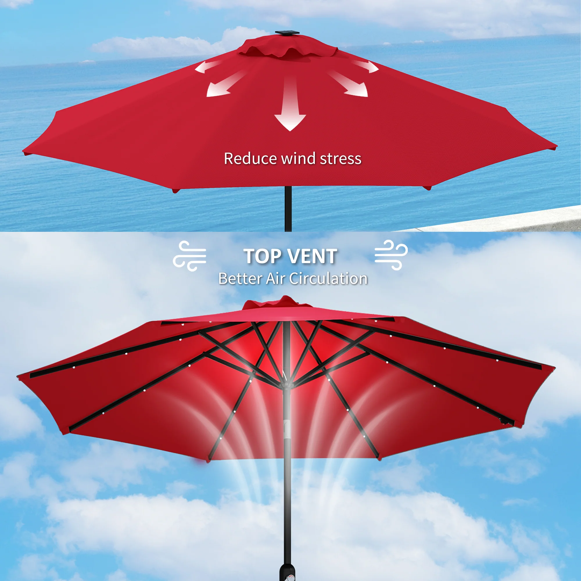 Outsunny UPF 50+ Replacement Parasol Canopy Parasol Cover Replacement - Image 34