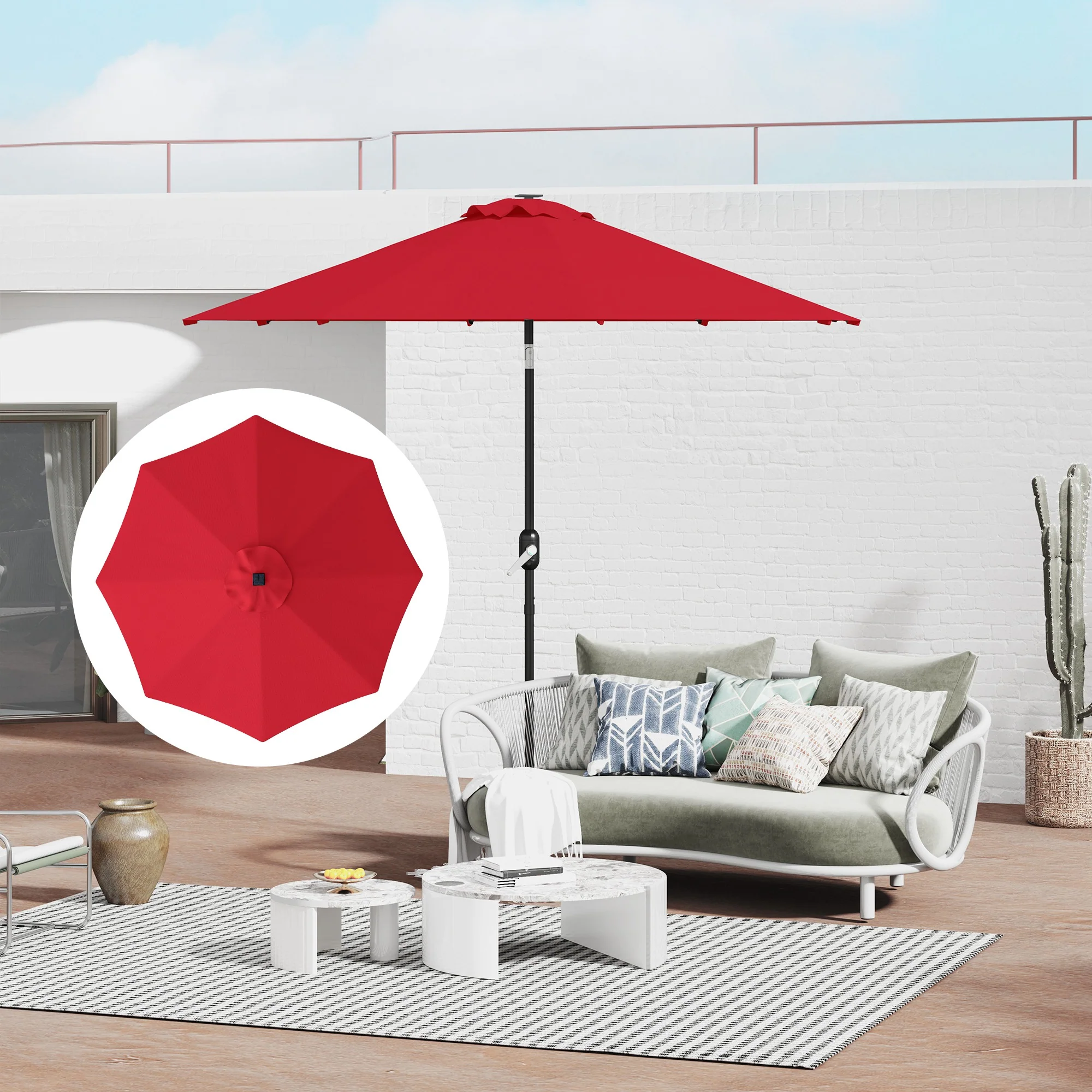 Outsunny UPF 50+ Replacement Parasol Canopy Parasol Cover Replacement - Image 35