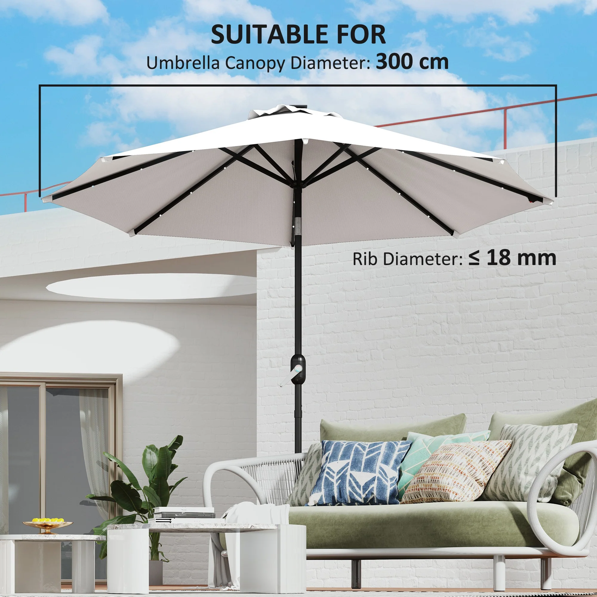 Outsunny UPF 50+ Replacement Parasol Canopy Parasol Cover Replacement - Image 4