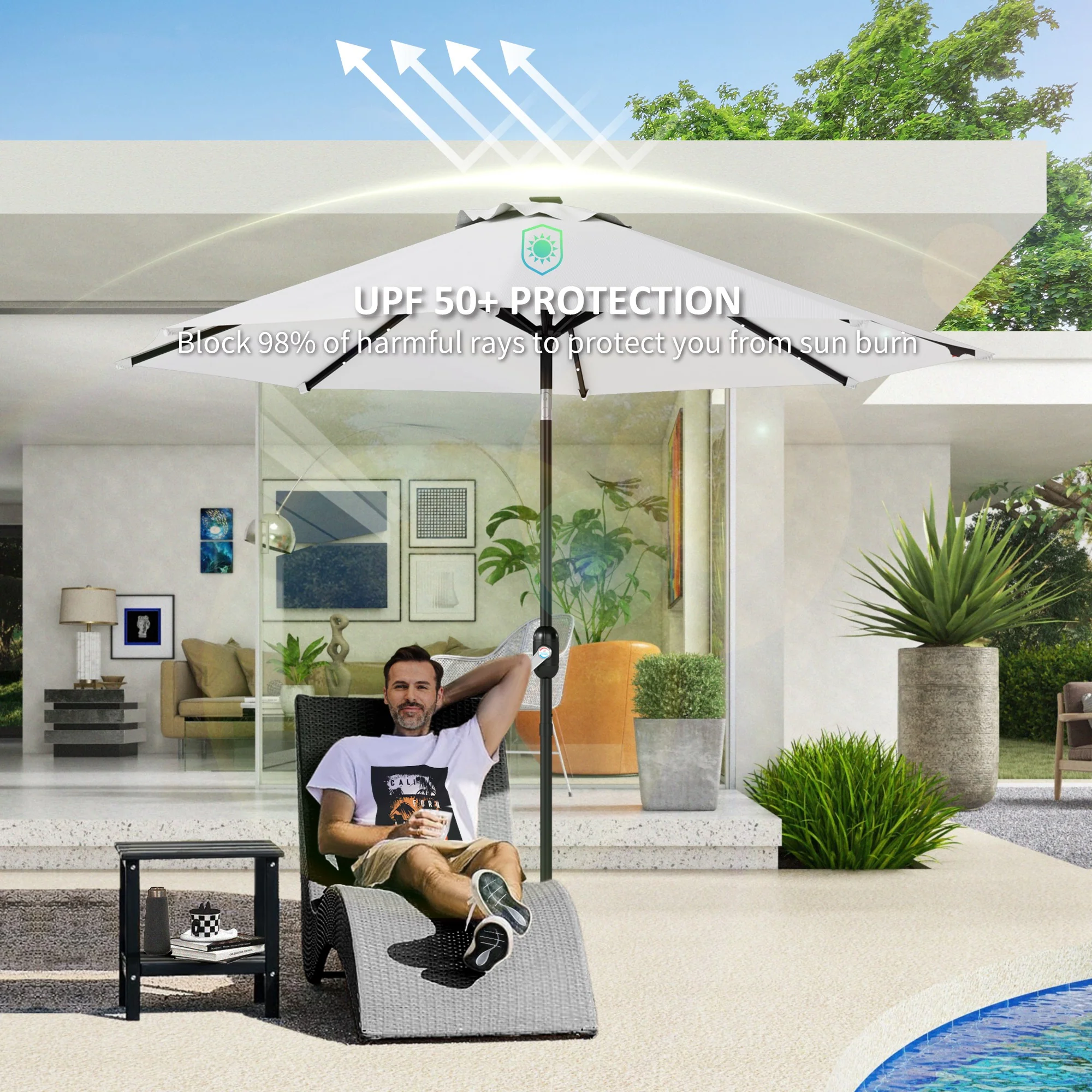 Outsunny UPF 50+ Replacement Parasol Canopy Parasol Cover Replacement - Image 6