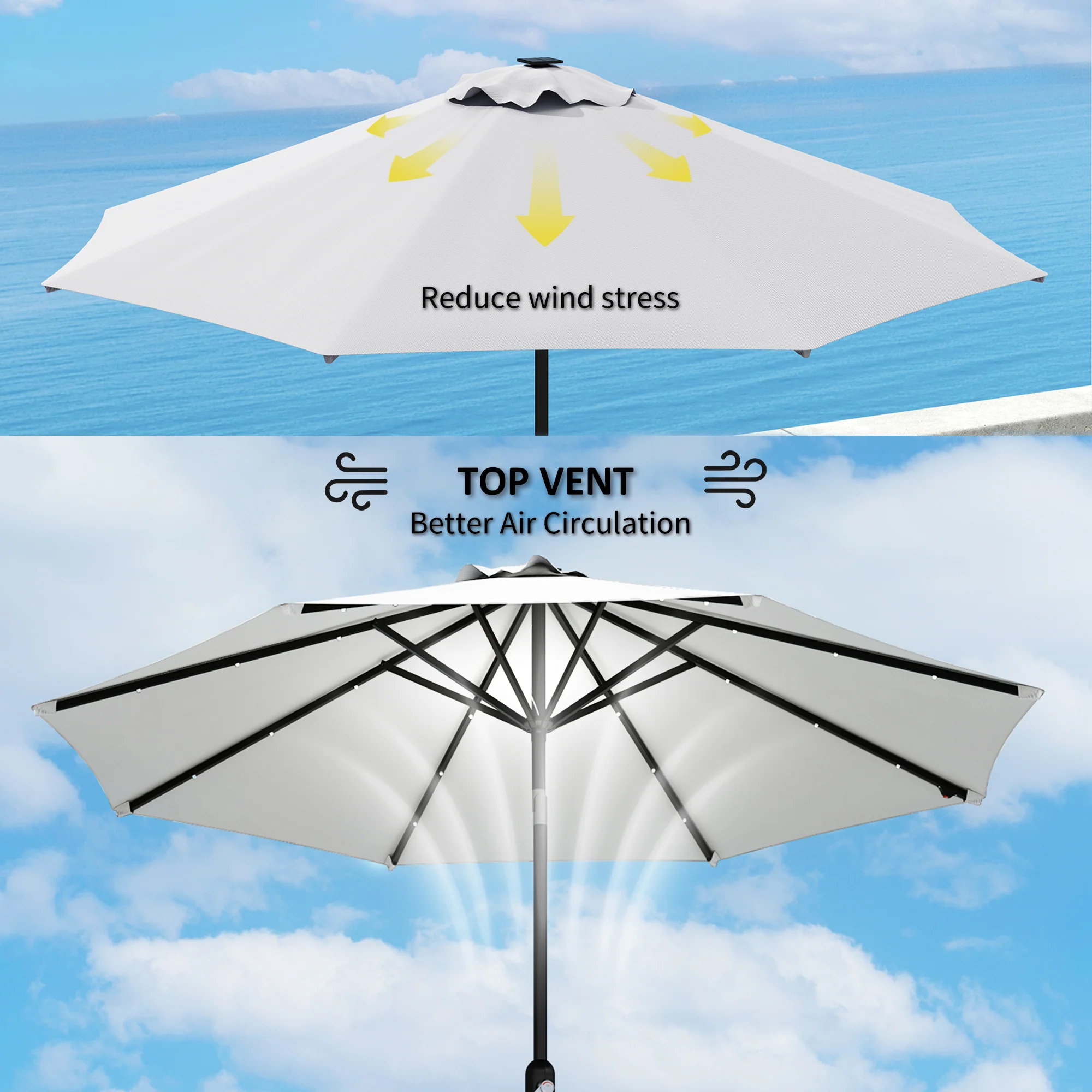 Outsunny UPF 50+ Replacement Parasol Canopy Parasol Cover Replacement - Image 7