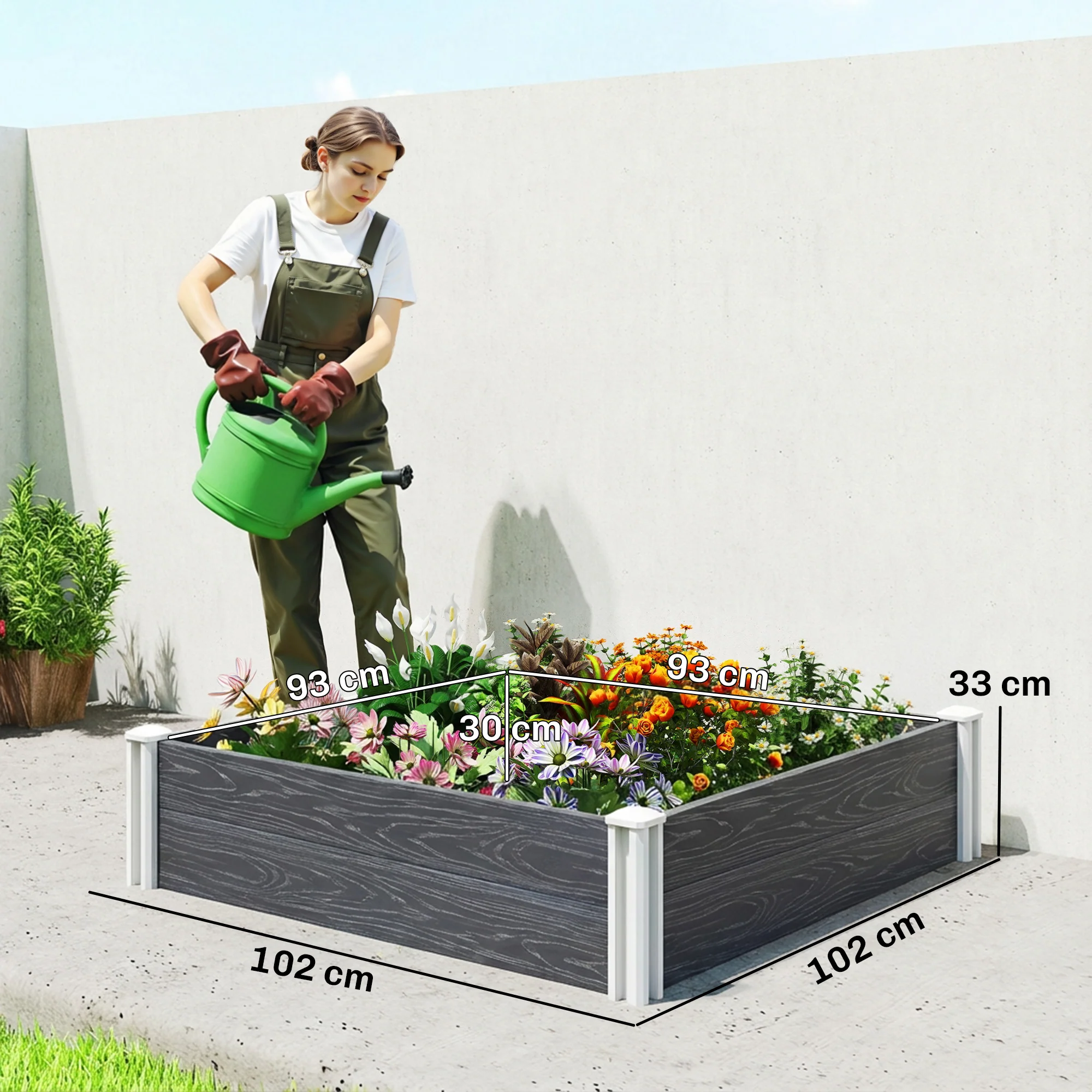 Outsunny Vinyl Raised Garden Bed Kit, 3 x 3 x 1ft Modular Garden Box - Image 3