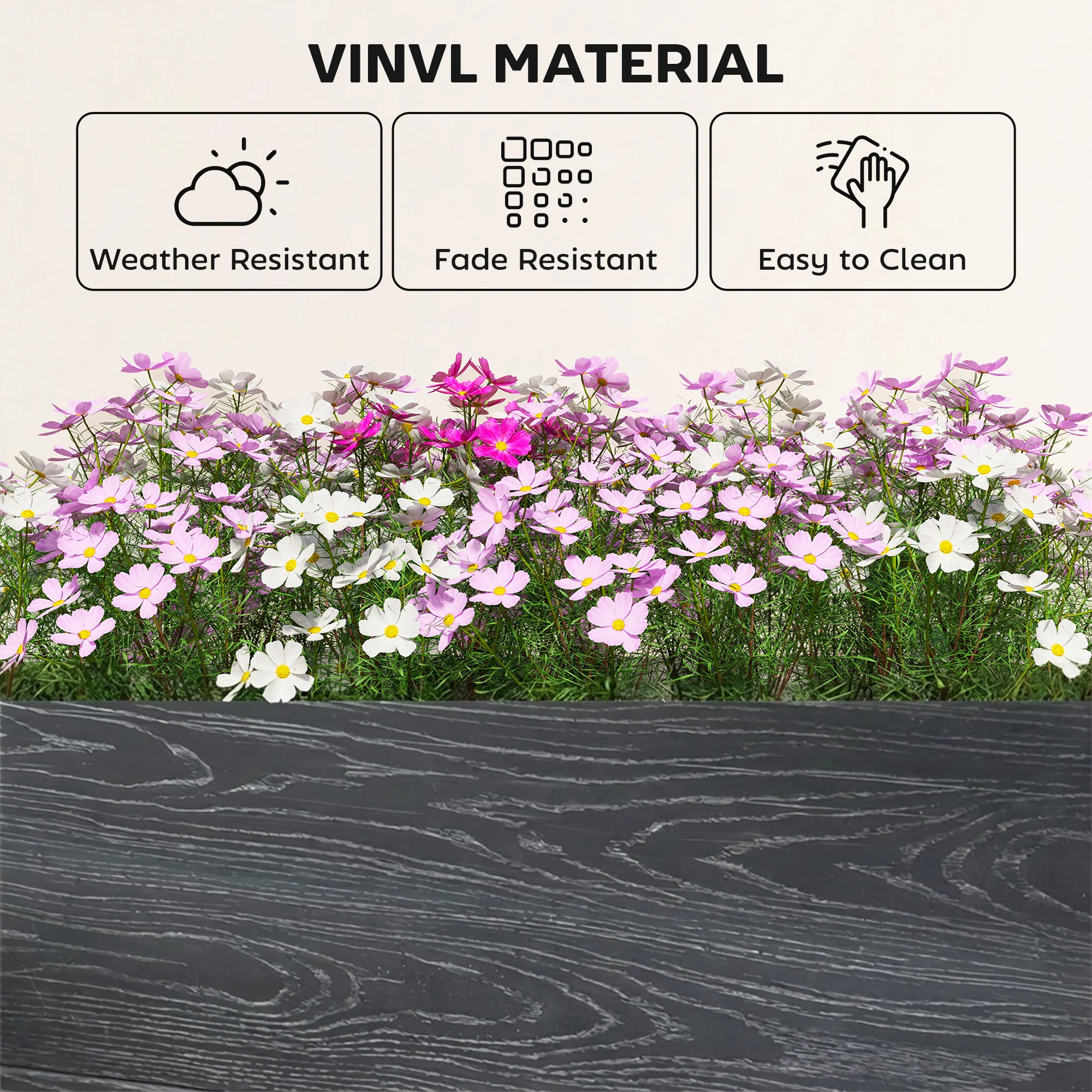 Outsunny Vinyl Raised Garden Bed Kit, 3 x 3 x 1ft Modular Garden Box - Image 5