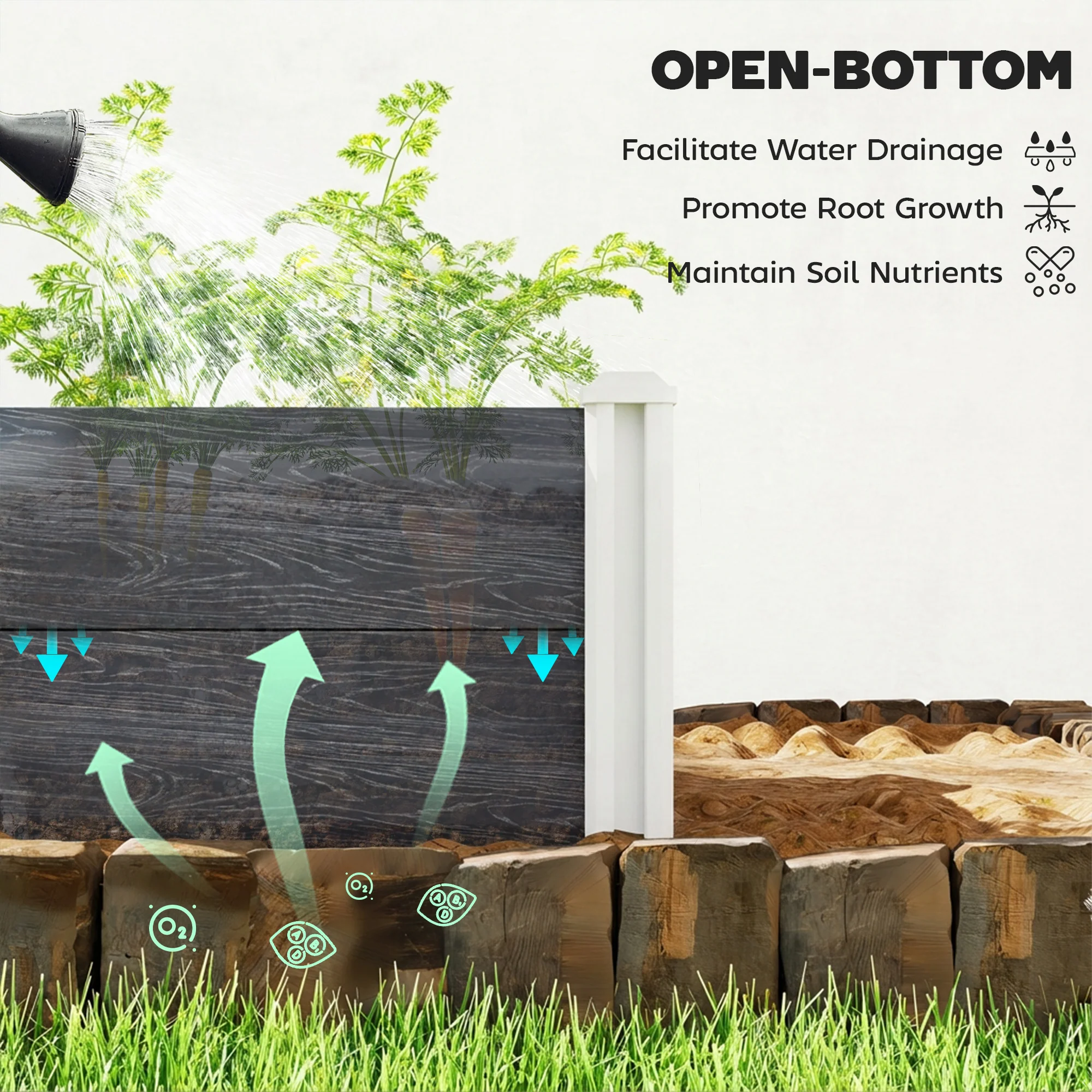 Outsunny Vinyl Raised Garden Bed Kit, 3 x 3 x 1ft Modular Garden Box - Image 6