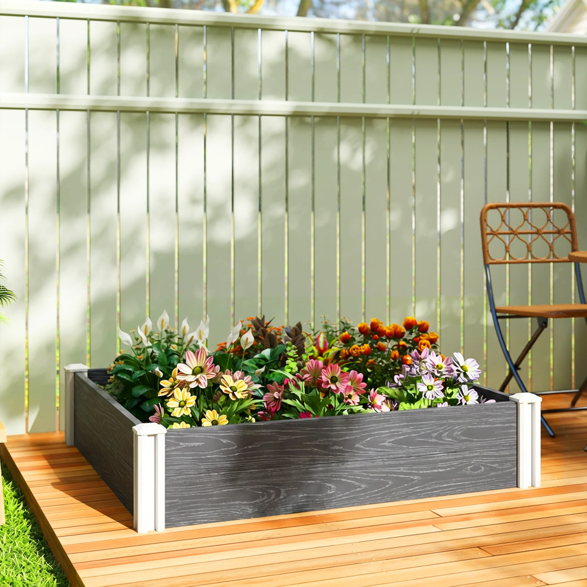 Outsunny Vinyl Raised Garden Bed Kit, 3 x 3 x 1ft Modular Garden Box - Image 7