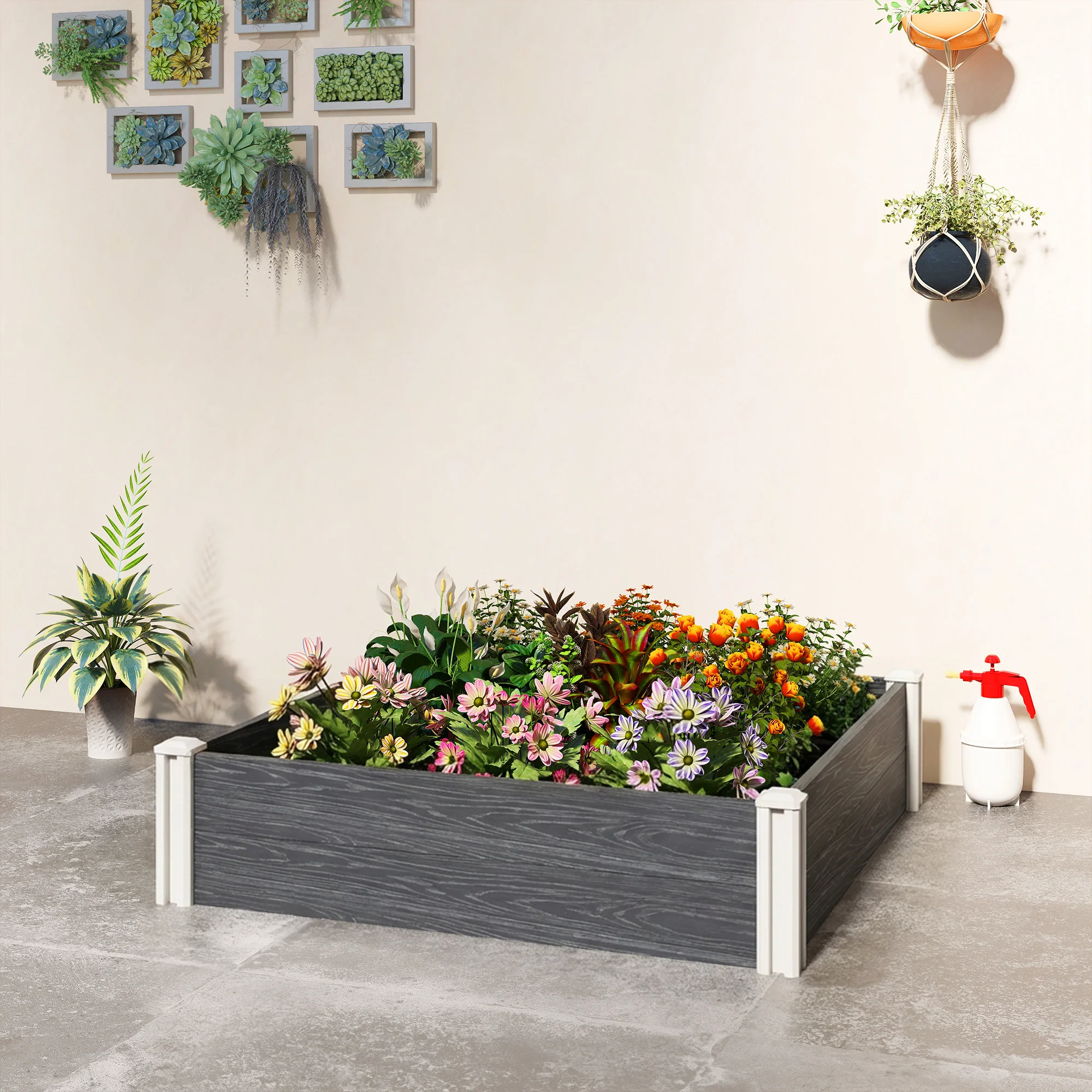 Outsunny Vinyl Raised Garden Bed Kit, 3 x 3 x 1ft Modular Garden Box - Image 8