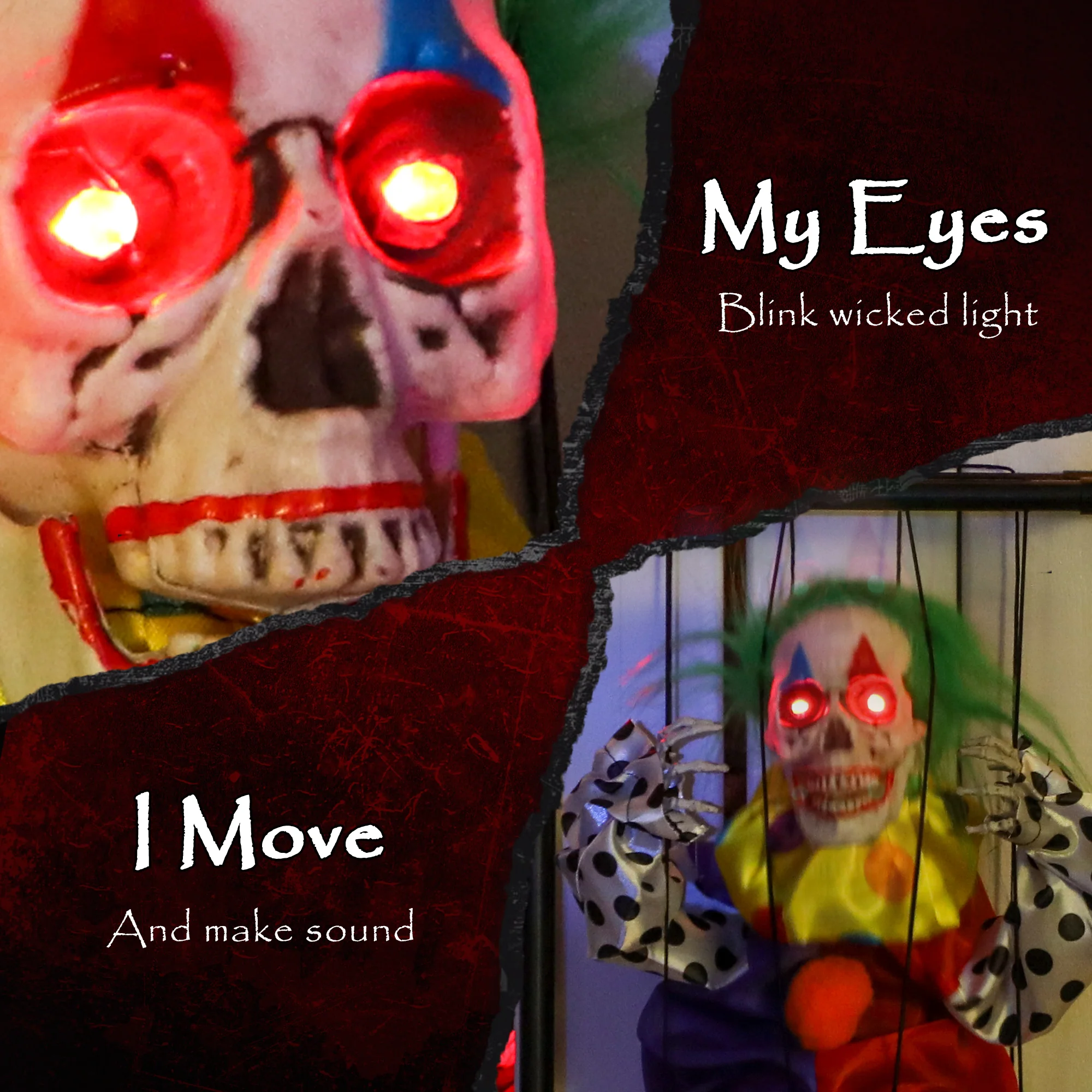 Outsunny Voice Activated Halloween Animatronics Hinging Clown in Cage - Image 5