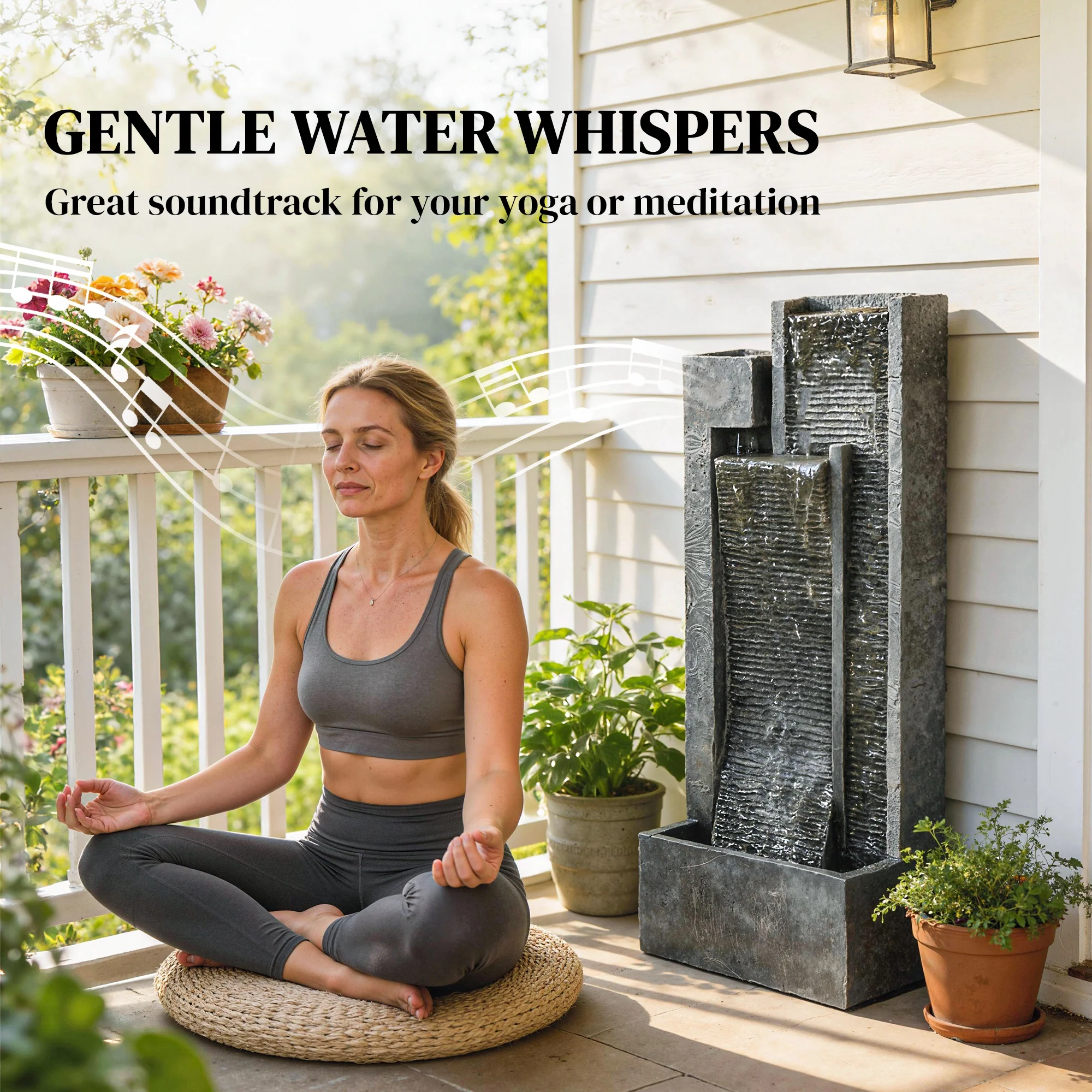 Outsunny Water Feature with Planter, Resin Waterfall Feature, Dark Grey - Image 7