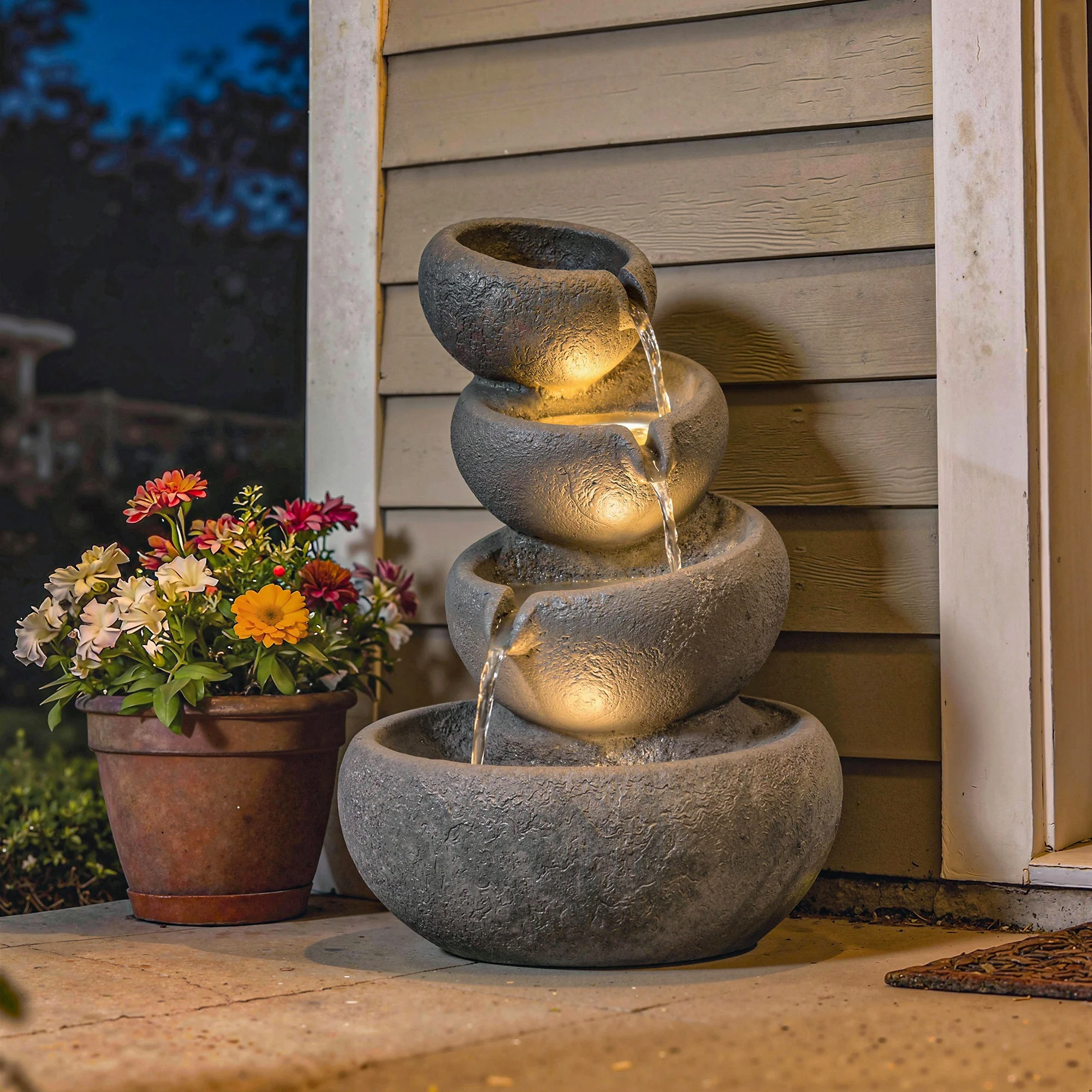 Outsunny Water Fountain Outdoor, 4-Tier Garden Water Feature - Image 9