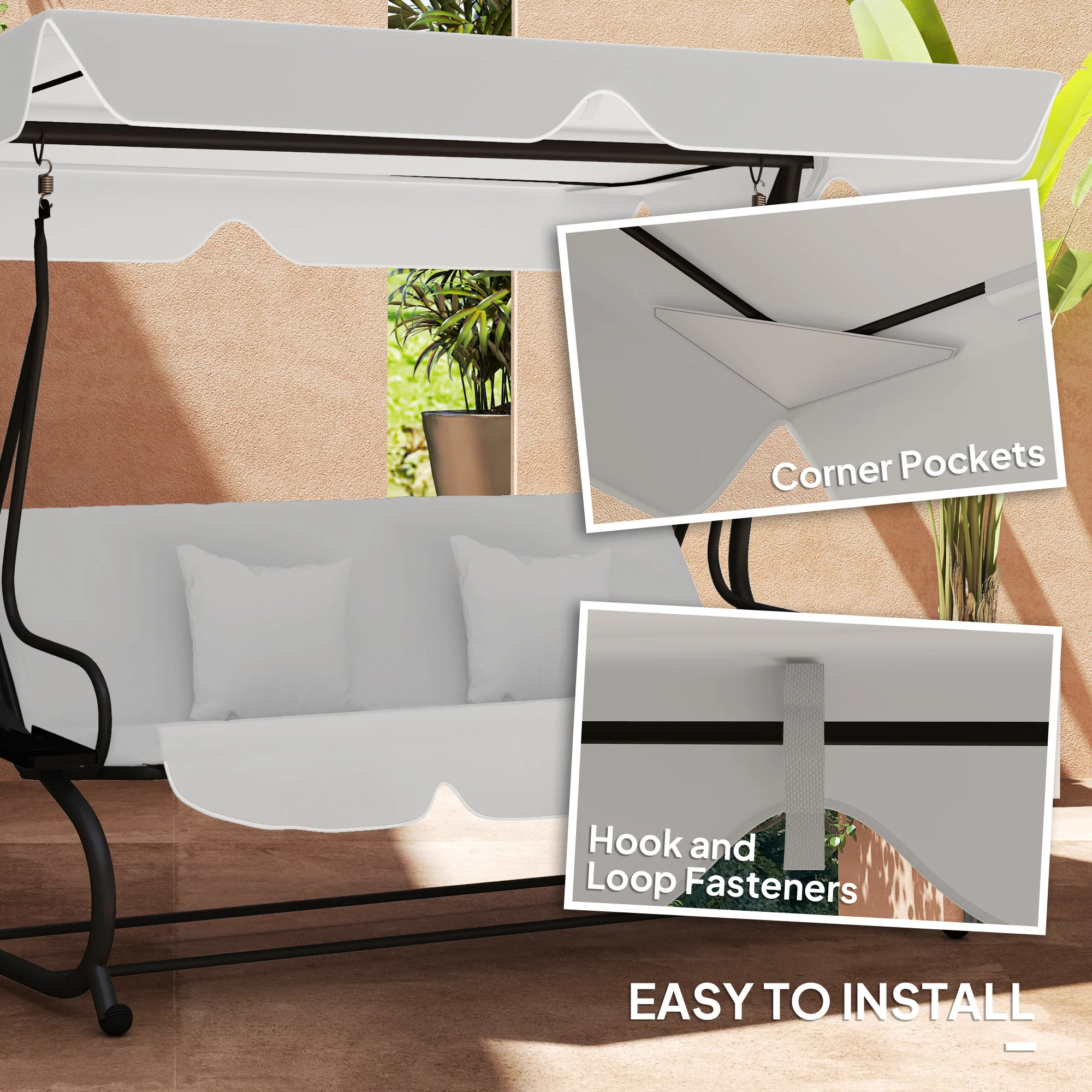 Outsunny Waterproof Garden Swing Canopy Replacement 3 Seater - Image 22