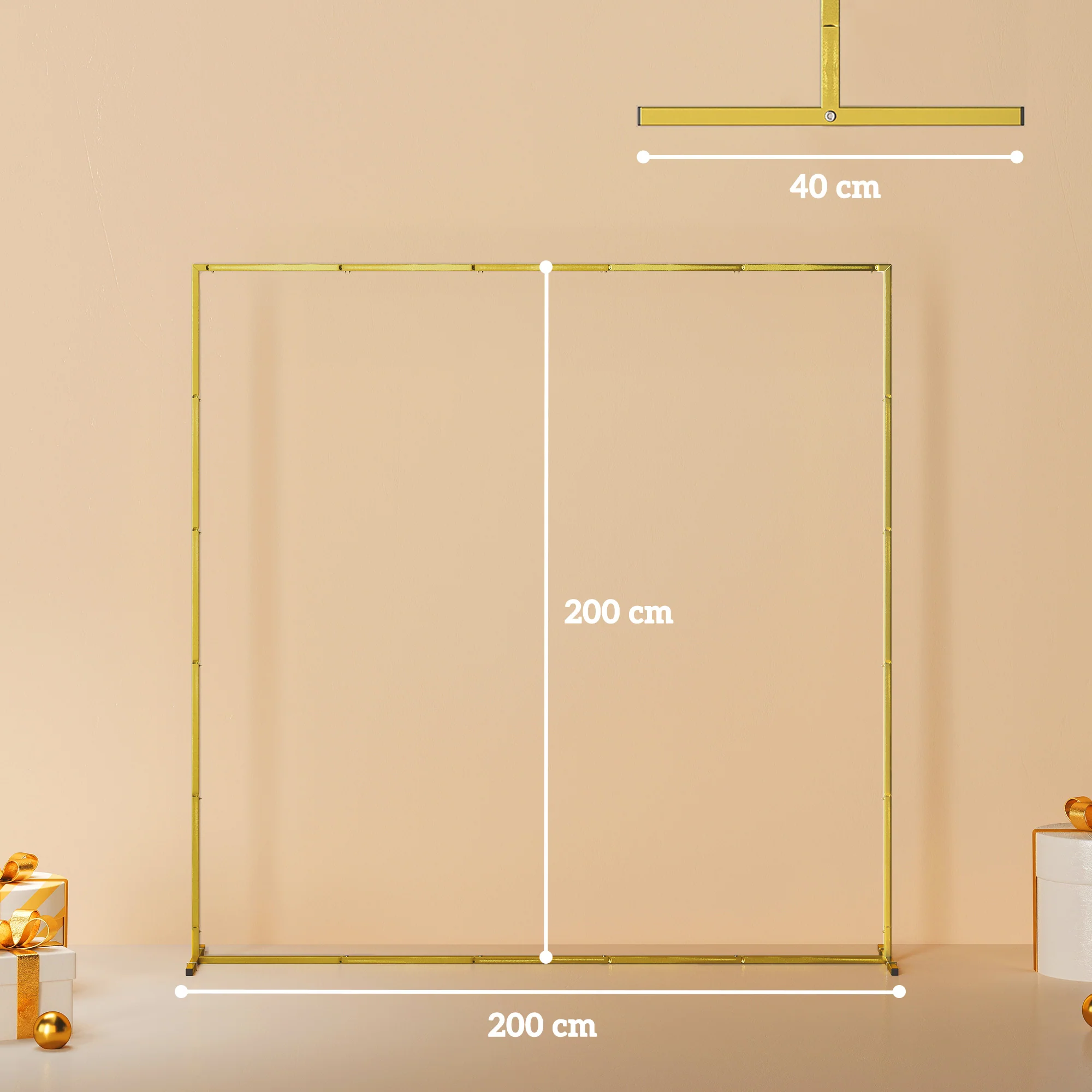 Outsunny Wedding Arch Backdrop Stand, Gold Wedding Arch with U-shaped Stakes - Image 3