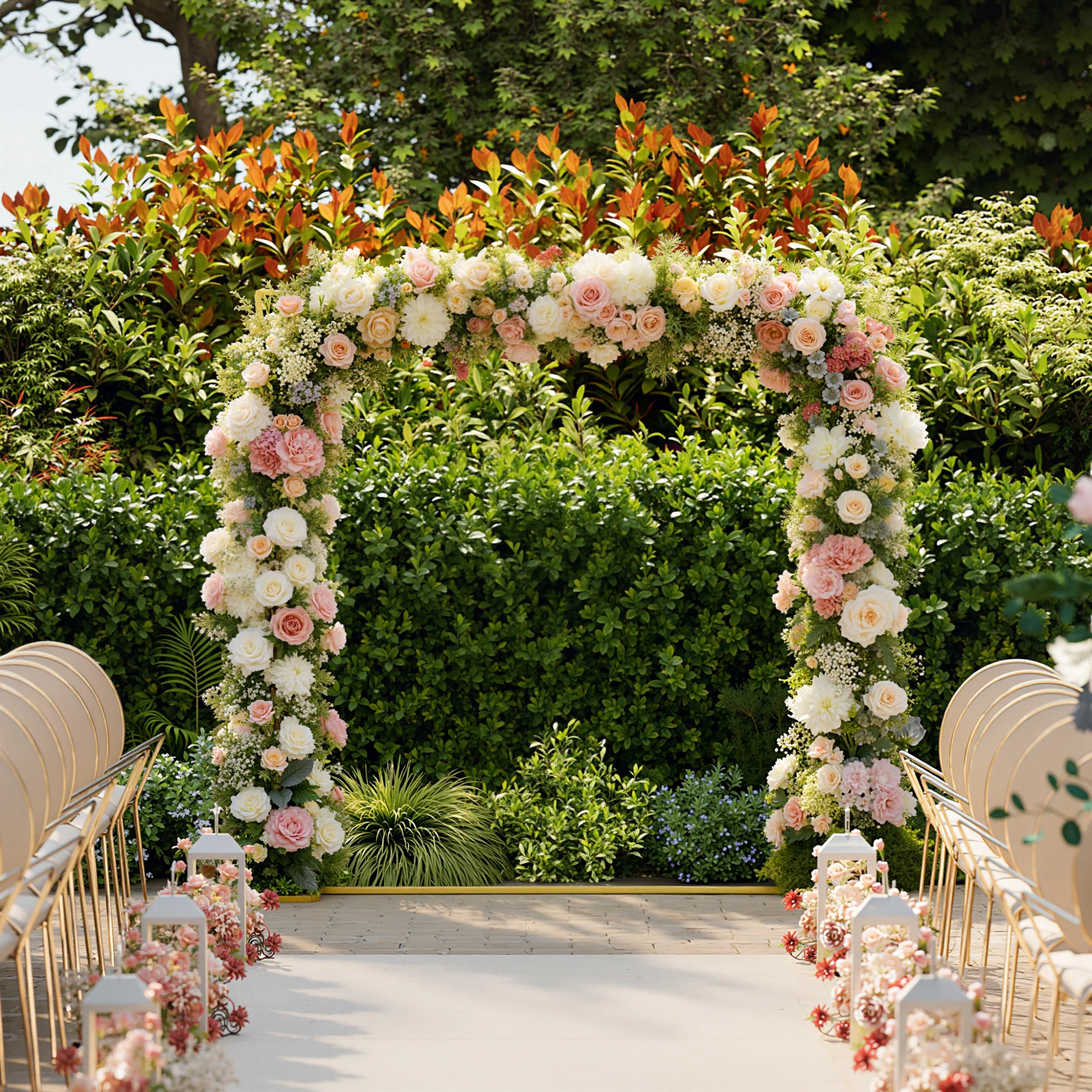 Outsunny Wedding Arch Backdrop Stand, Gold Wedding Arch with U-shaped Stakes - Image 9