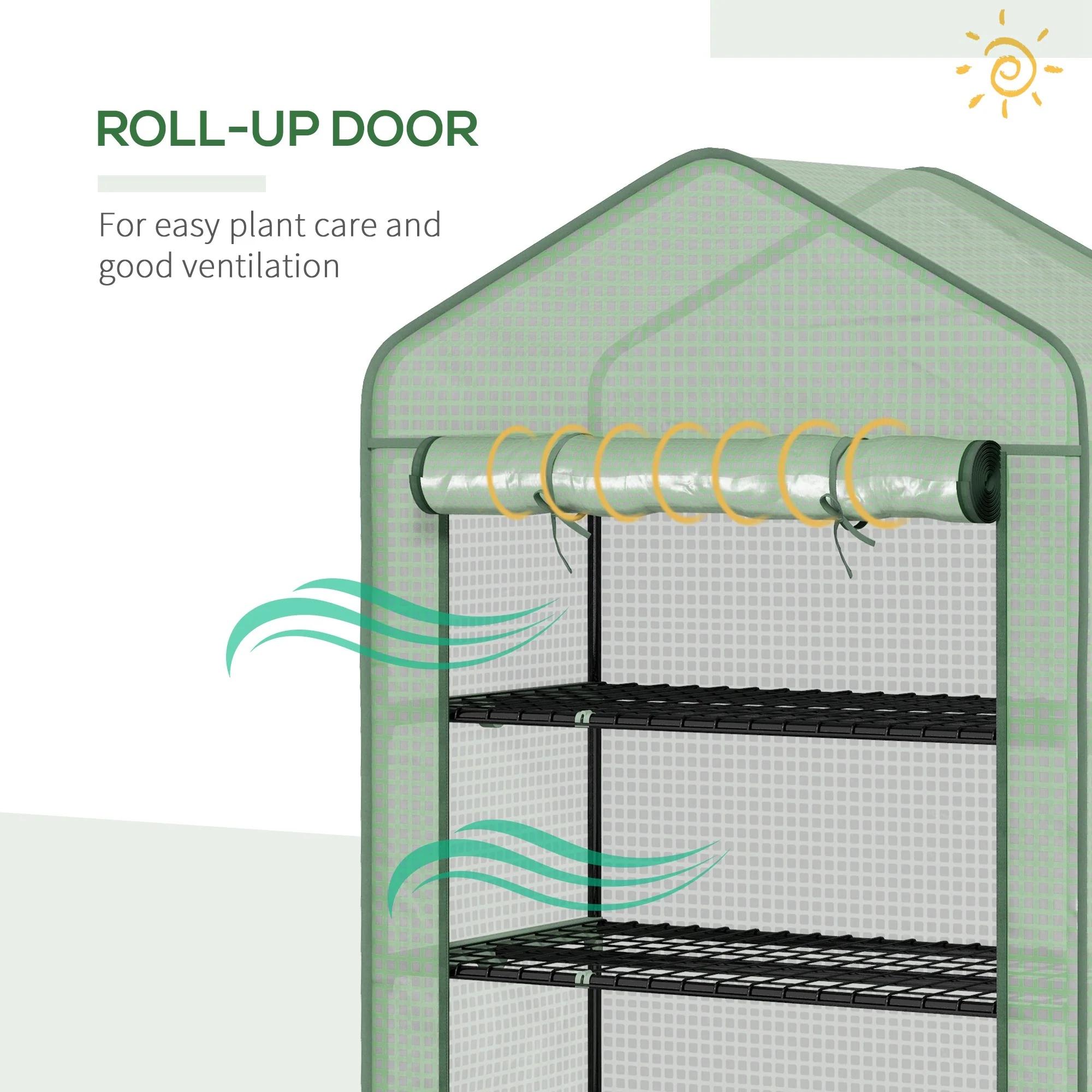 Outsunny Widened Mini Greenhouse 5 Tier Green House, 193H x 90W x 49Dcm, Green - Image 7