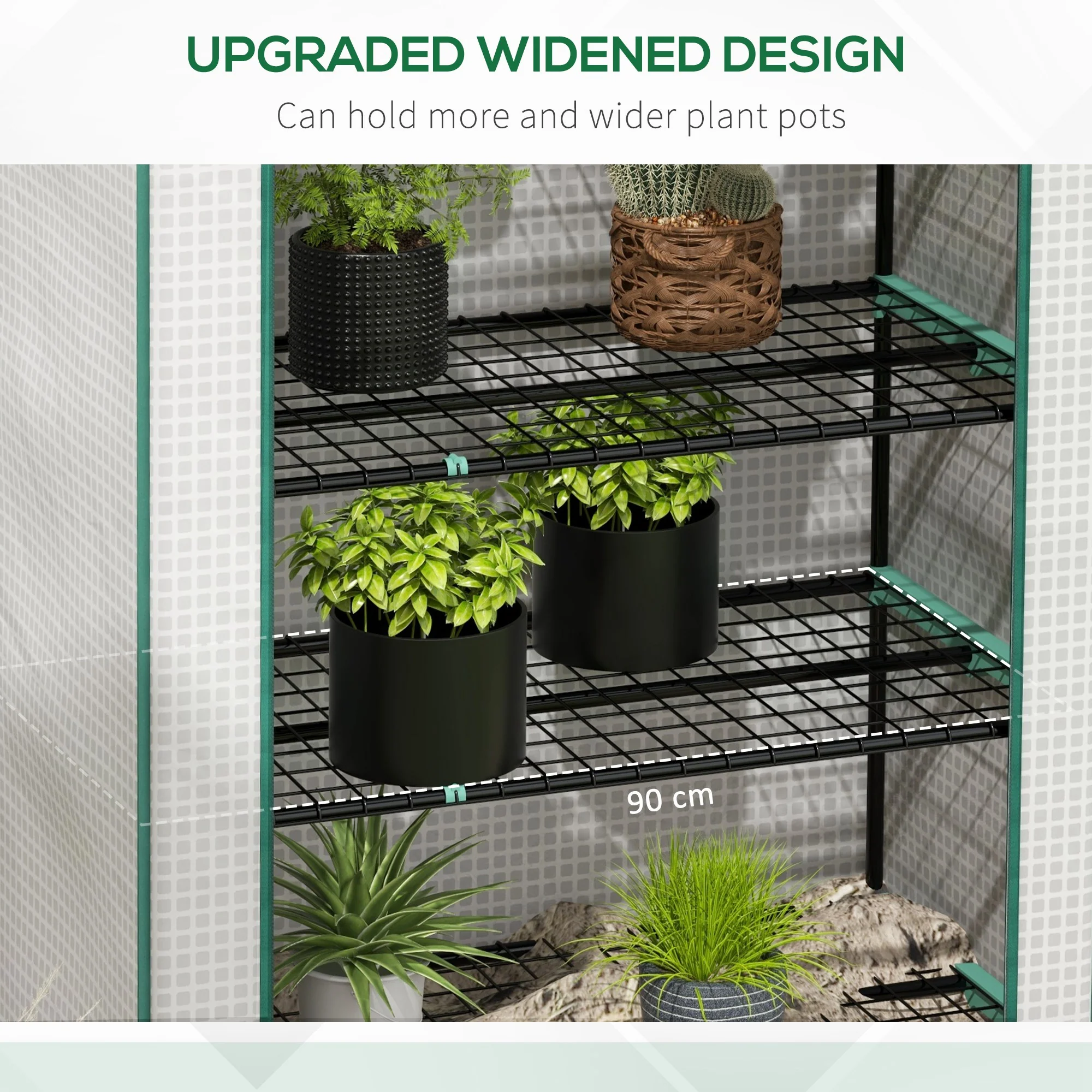 Outsunny Widened Mini Greenhouse 5 Tier Green House, 193H x 90W x 49Dcm, White - Image 3