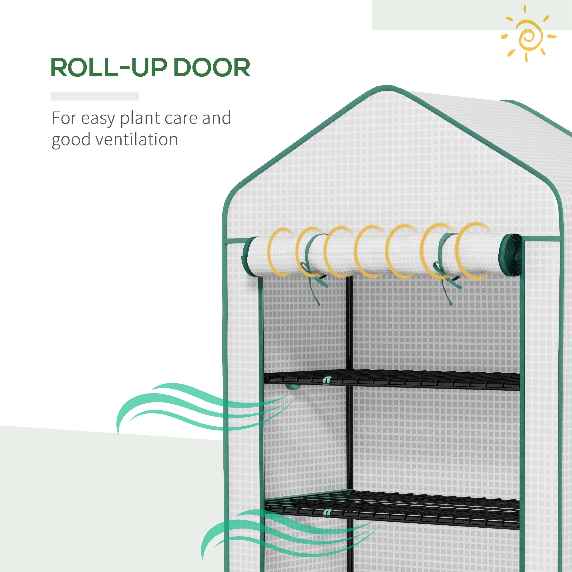 Outsunny Widened Mini Greenhouse 5 Tier Green House, 193H x 90W x 49Dcm, White - Image 7
