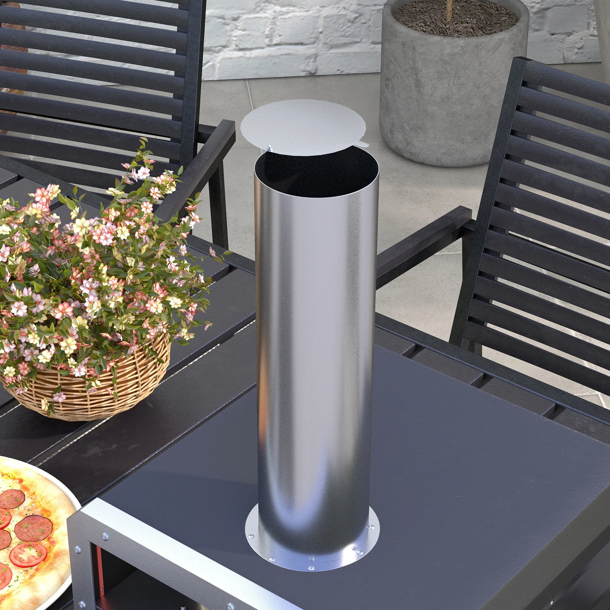 Outsunny Wood Fired Pizza Oven With Rotating Pizza Stone And Cover, Black - Image 9