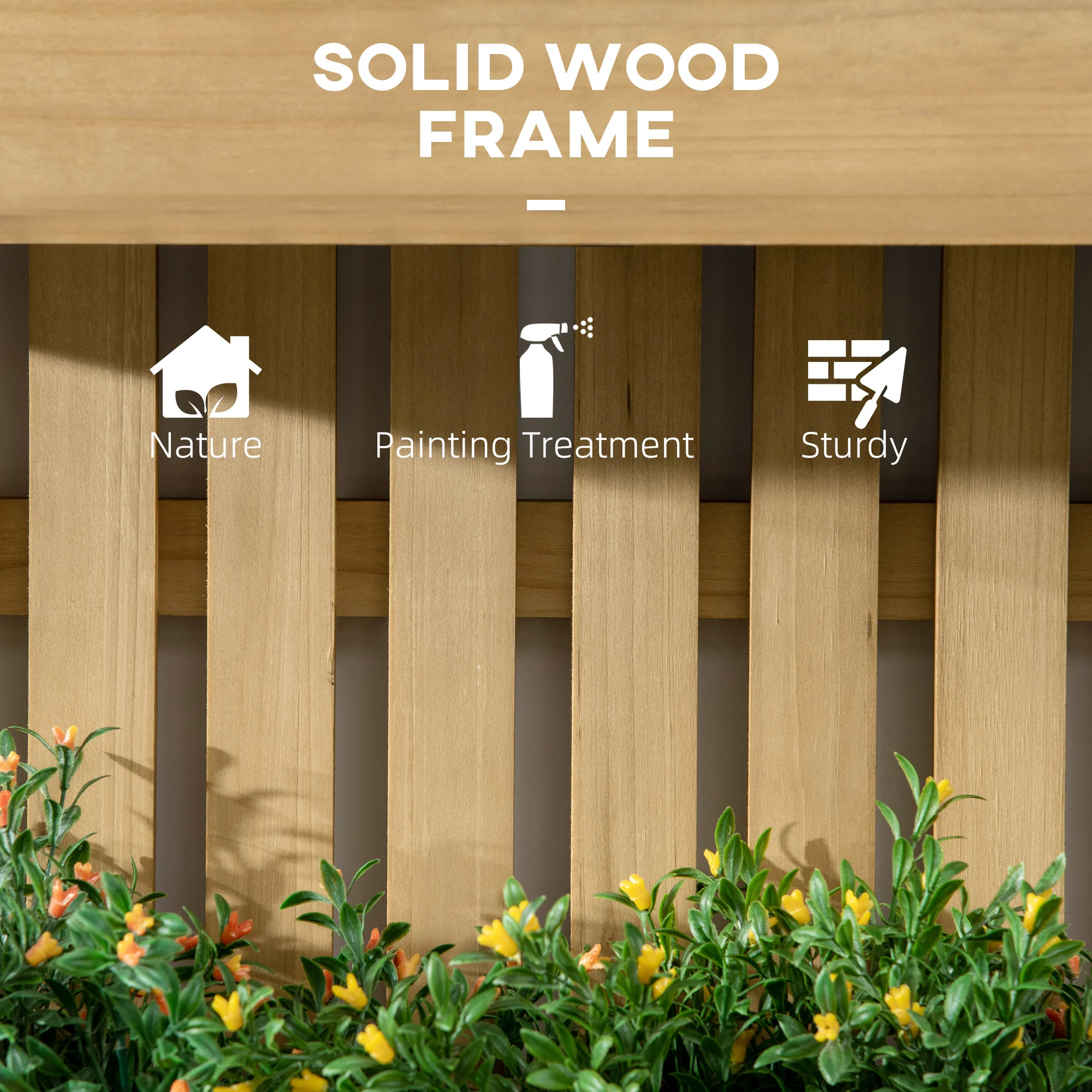 Outsunny Wooden Garden Planters with Trellis Wall-mounted Raised Garden Bed - Image 8