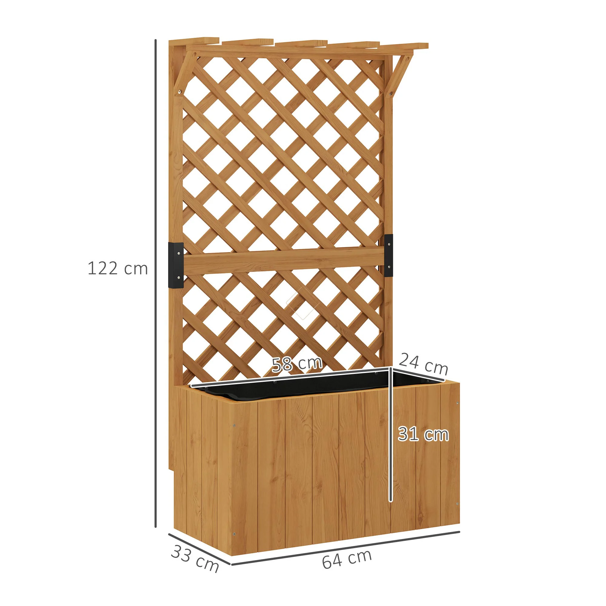 Outsunny Wooden Planter with Trellis and Drainage Holes - Image 5